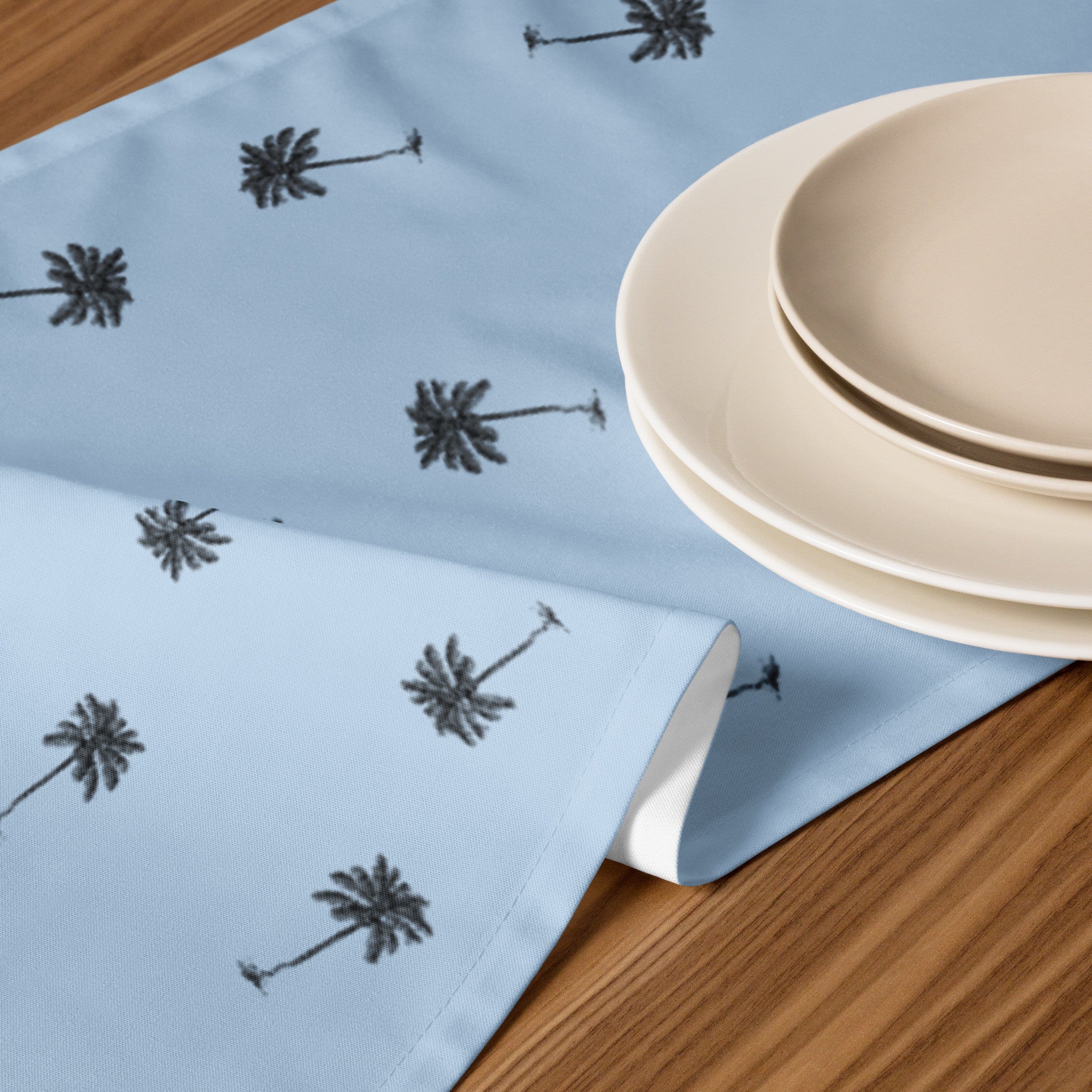 Coco Palm Pattern Table Runner - Pattens Blue-Living-DECOROLALA