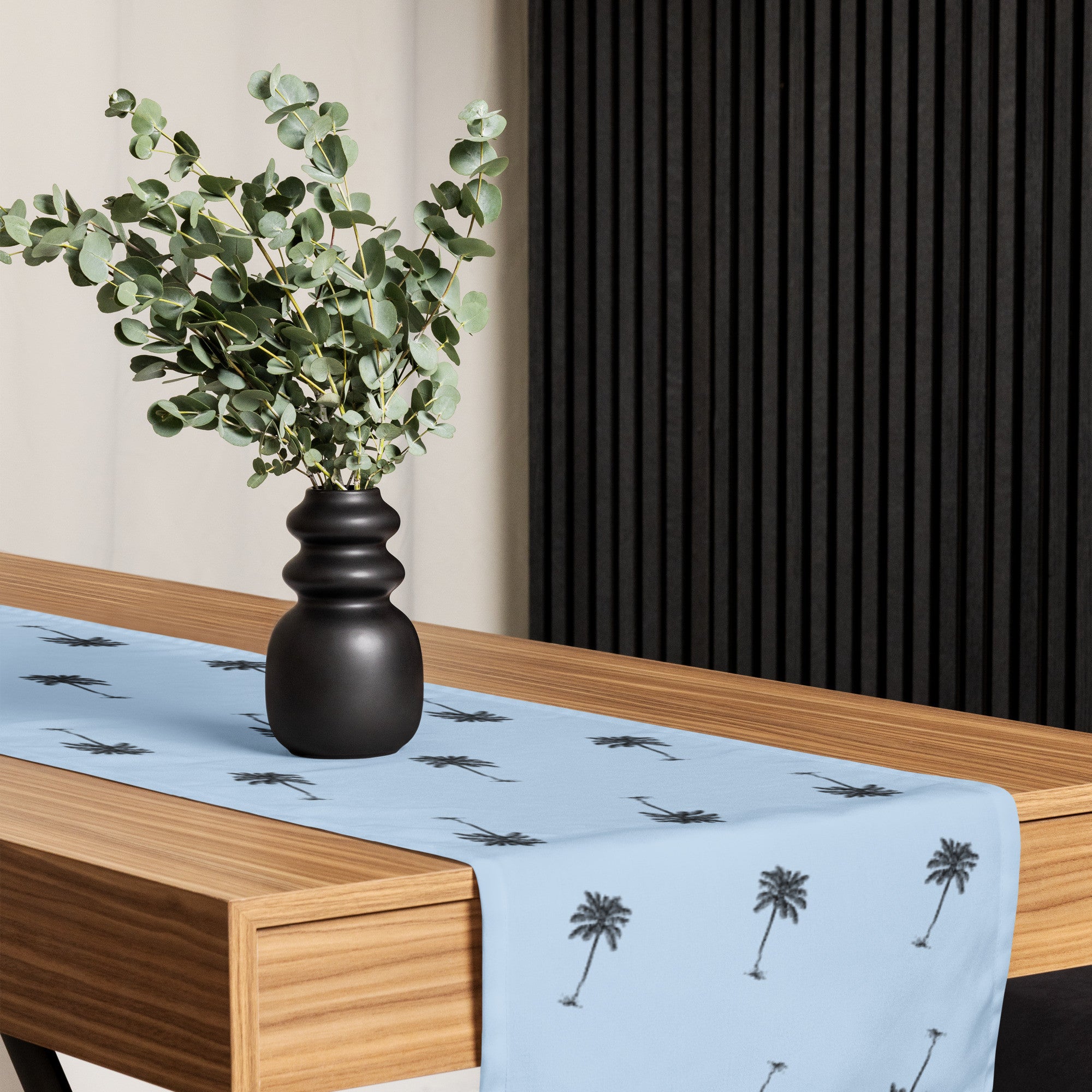 Coco Palm Pattern Table Runner - Pattens Blue-Living-DECOROLALA