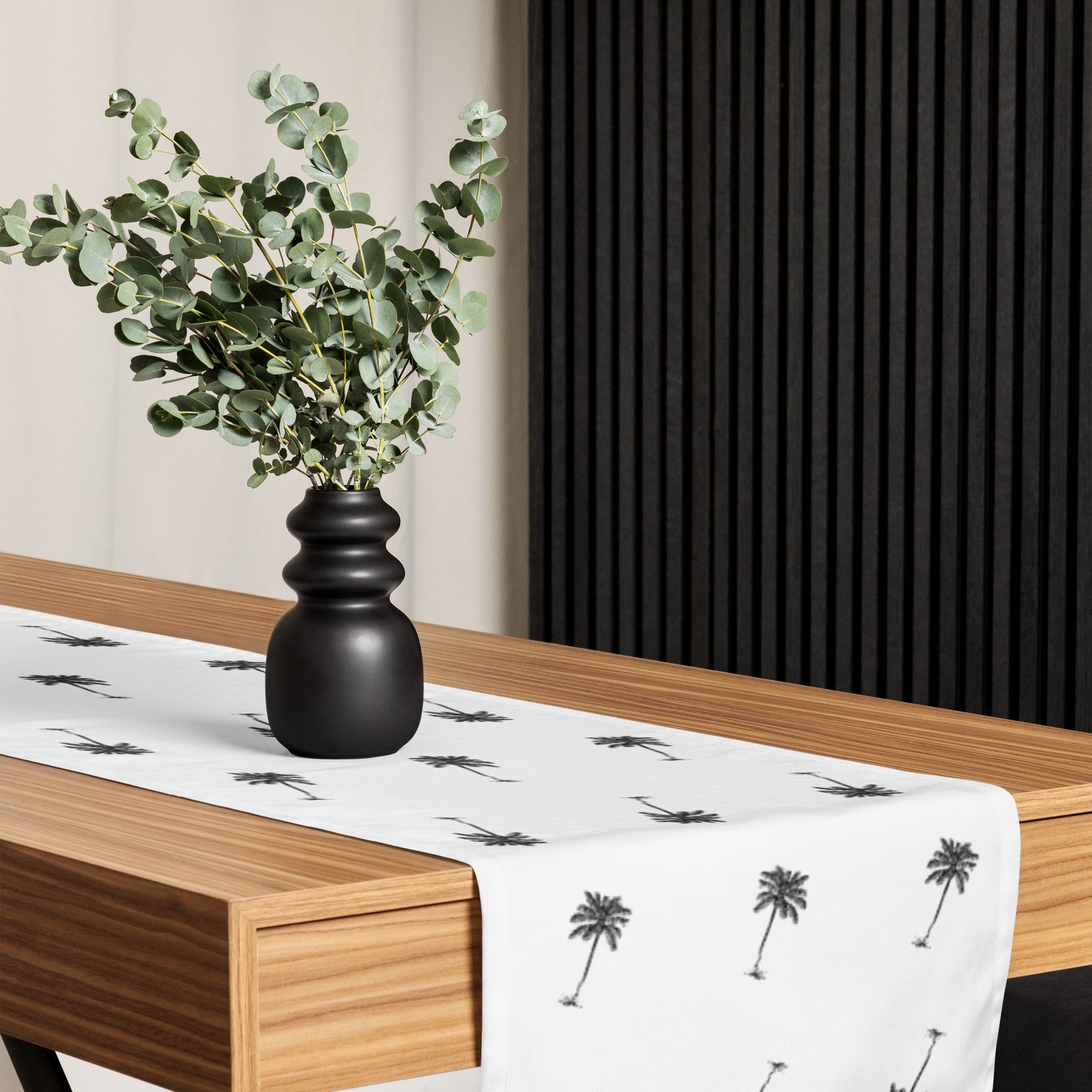 Coco Palm Pattern Table Runner - White-Ergot-DECOROLALA