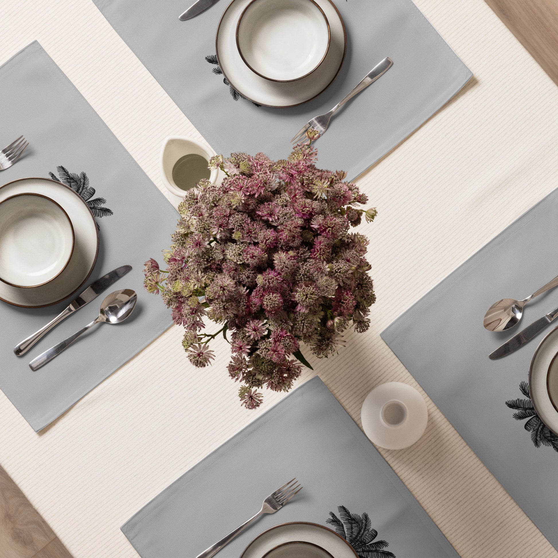 Coco Palm Placemat Set - Grey-Dining Room & Kitchen-DECOROLALA