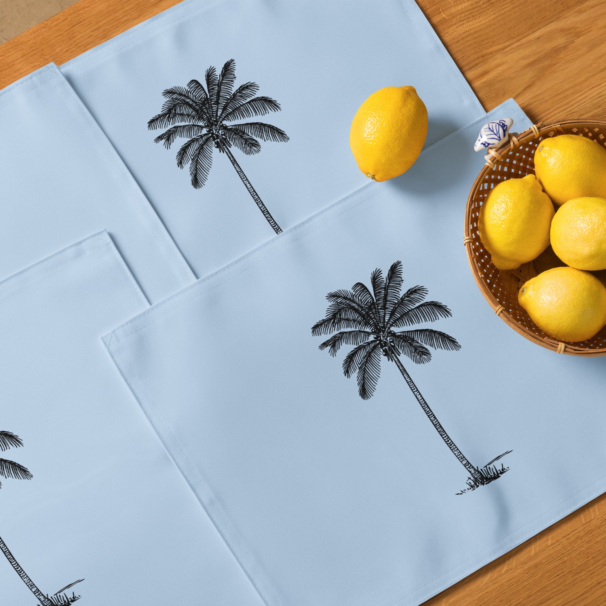 Coco Palm Placemat Set - Pattens Blue-Dining Room & Kitchen-DECOROLALA