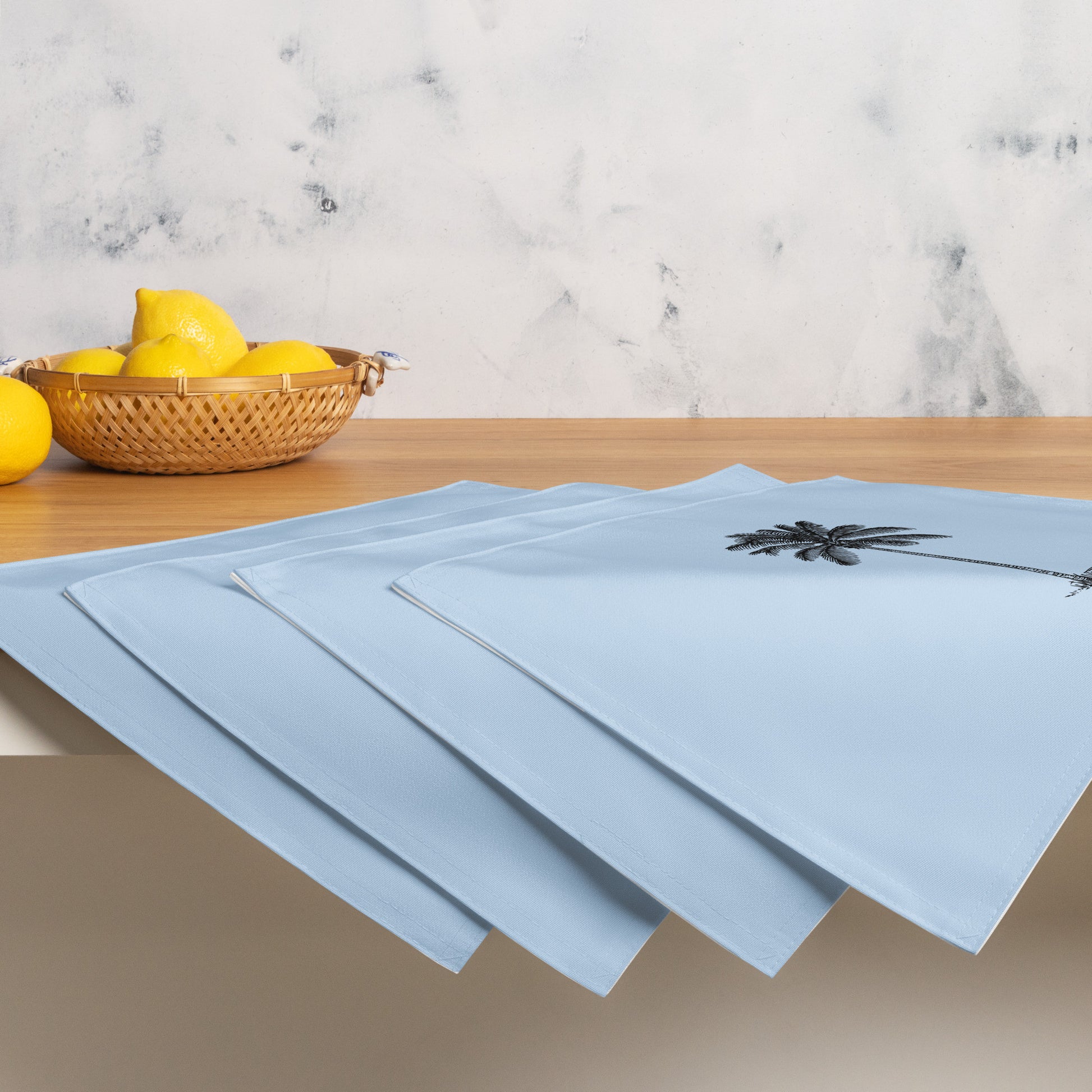 Coco Palm Placemat Set - Pattens Blue-Dining Room & Kitchen-DECOROLALA