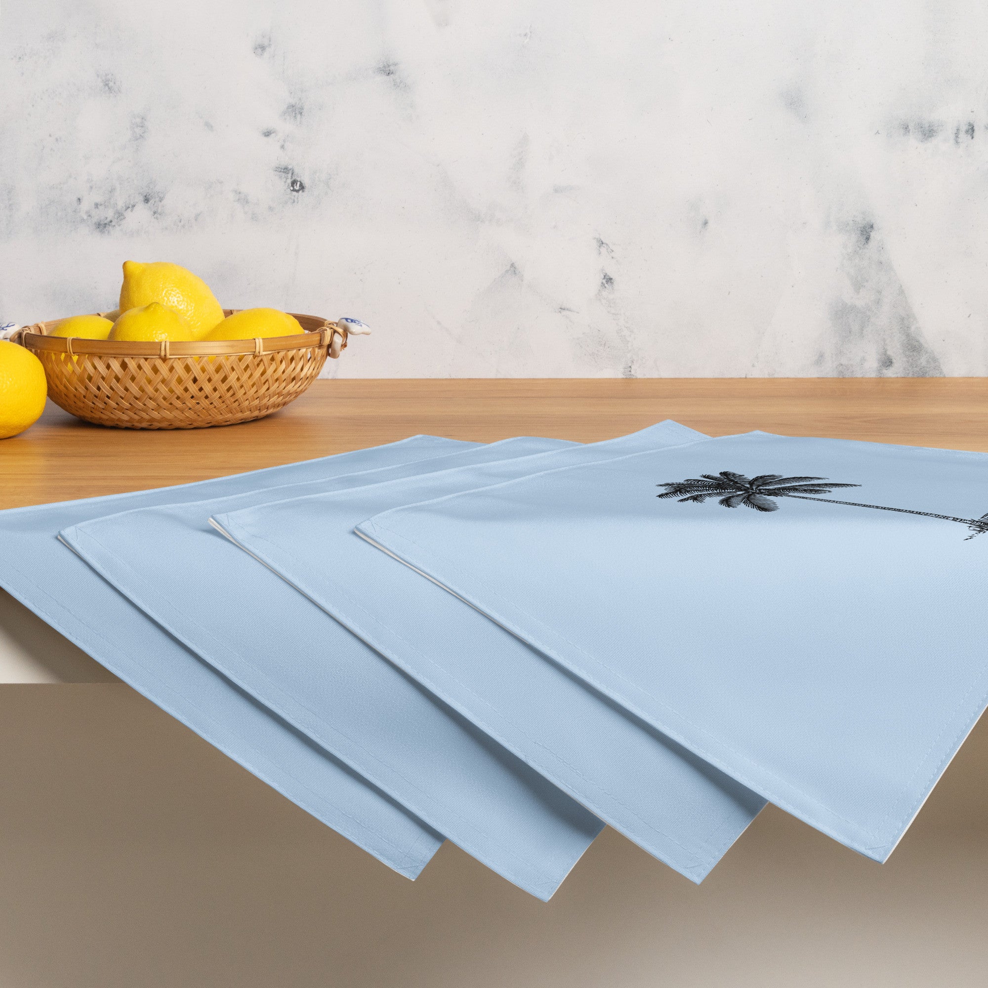 Coco Palm Placemat Set - Pattens Blue-Dining Room & Kitchen-DECOROLALA