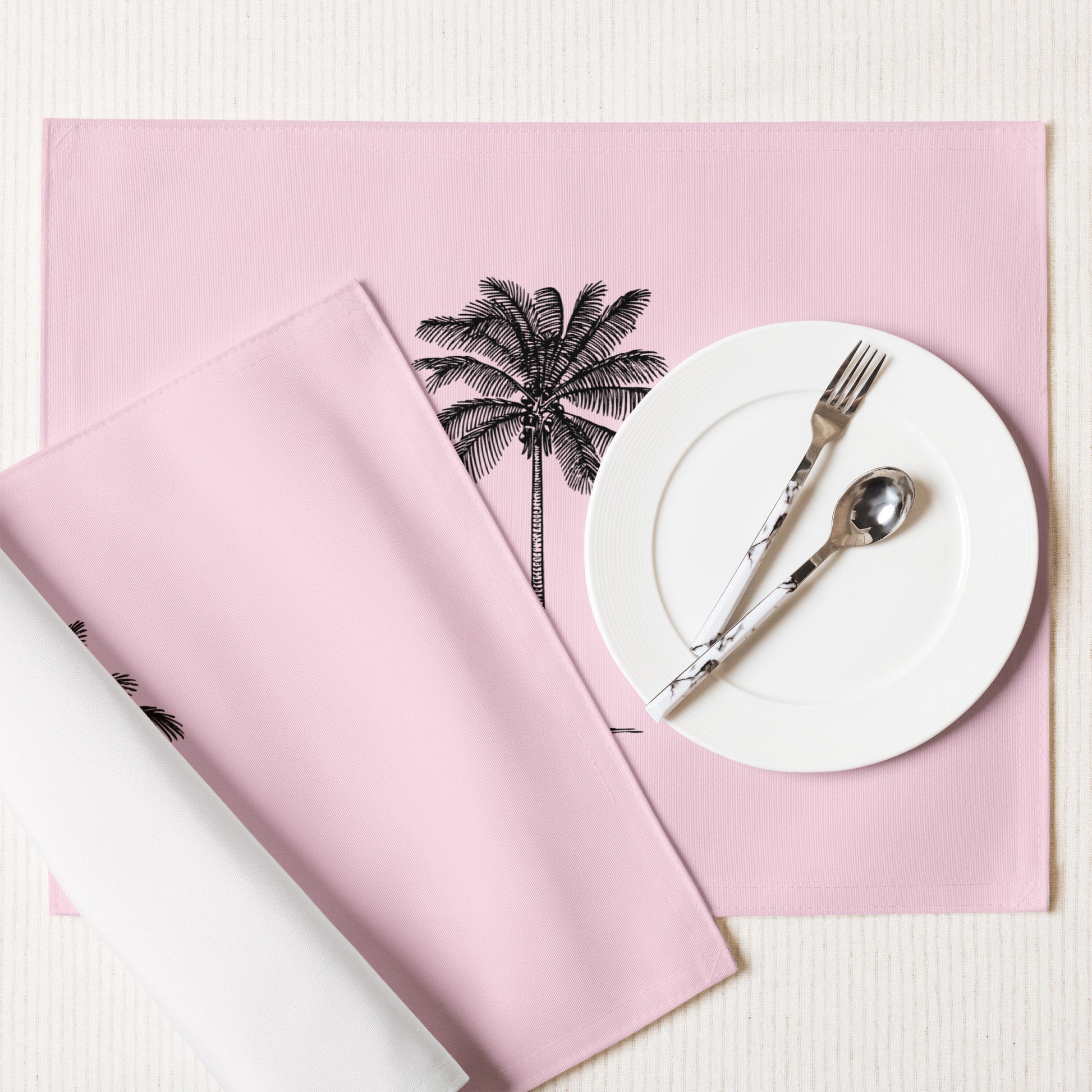 Coco Palm Placemat Set - Pink-Dining Room & Kitchen-DECOROLALA