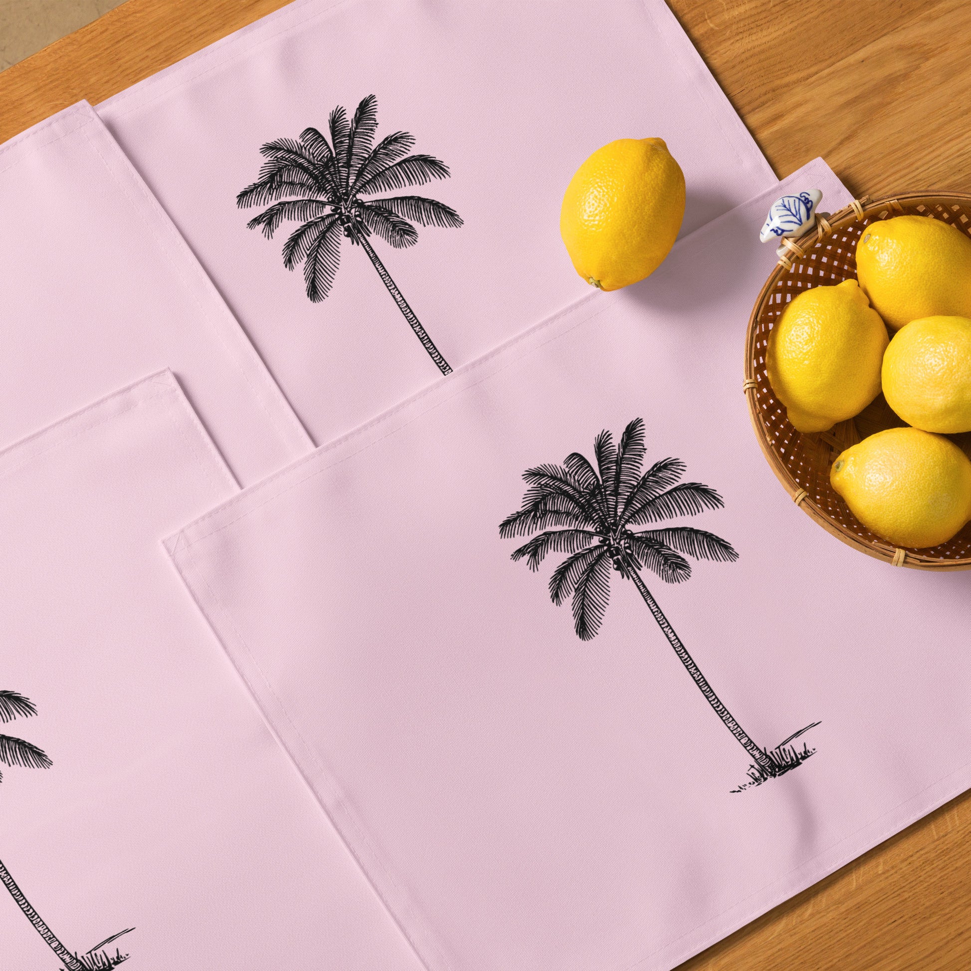 Coco Palm Placemat Set - Pink-Dining Room & Kitchen-DECOROLALA