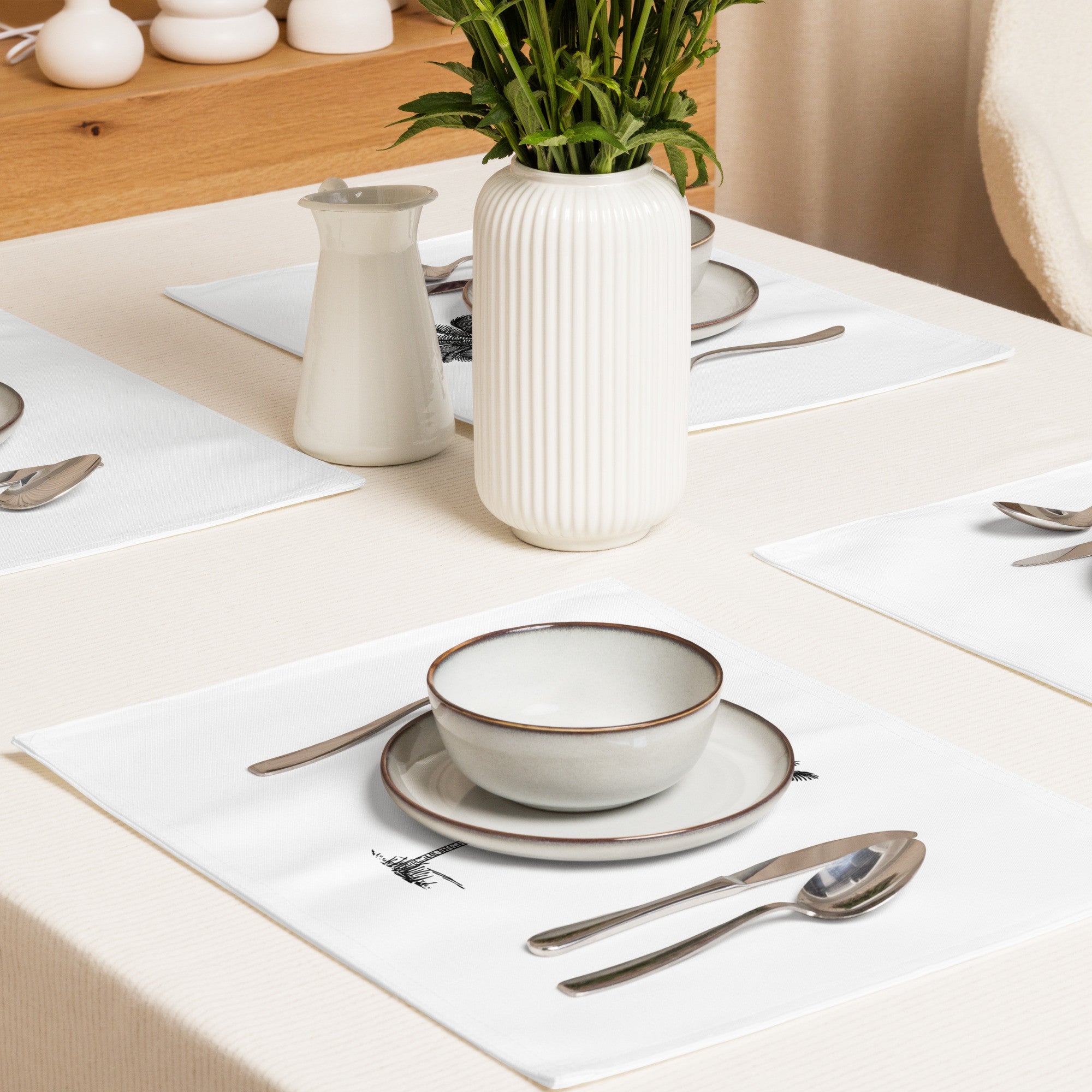 Coco Palm Placemat Set - White-Ergot-DECOROLALA