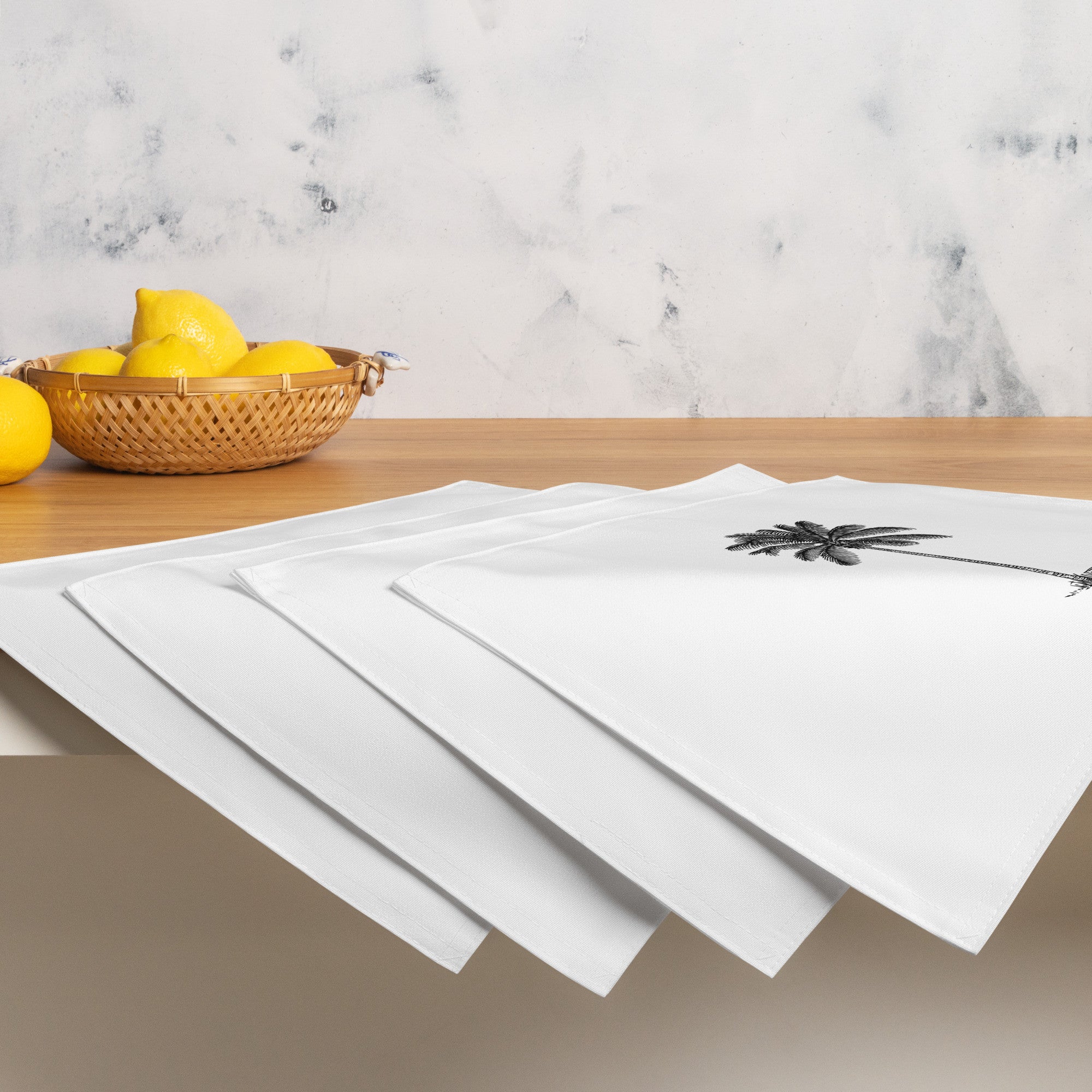 Coco Palm Placemat Set - White-Ergot-DECOROLALA