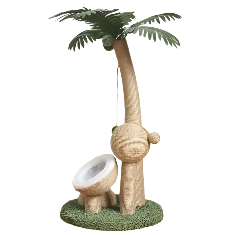 Coconut Tree Cat Scratching Post with Ball Toy - Green 85cm-Cat Furniture-DECOROLALA