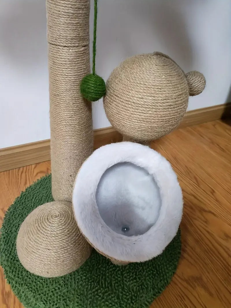 Coconut Tree Cat Scratching Post with Ball Toy - Green 85cm-Cat Furniture-DECOROLALA