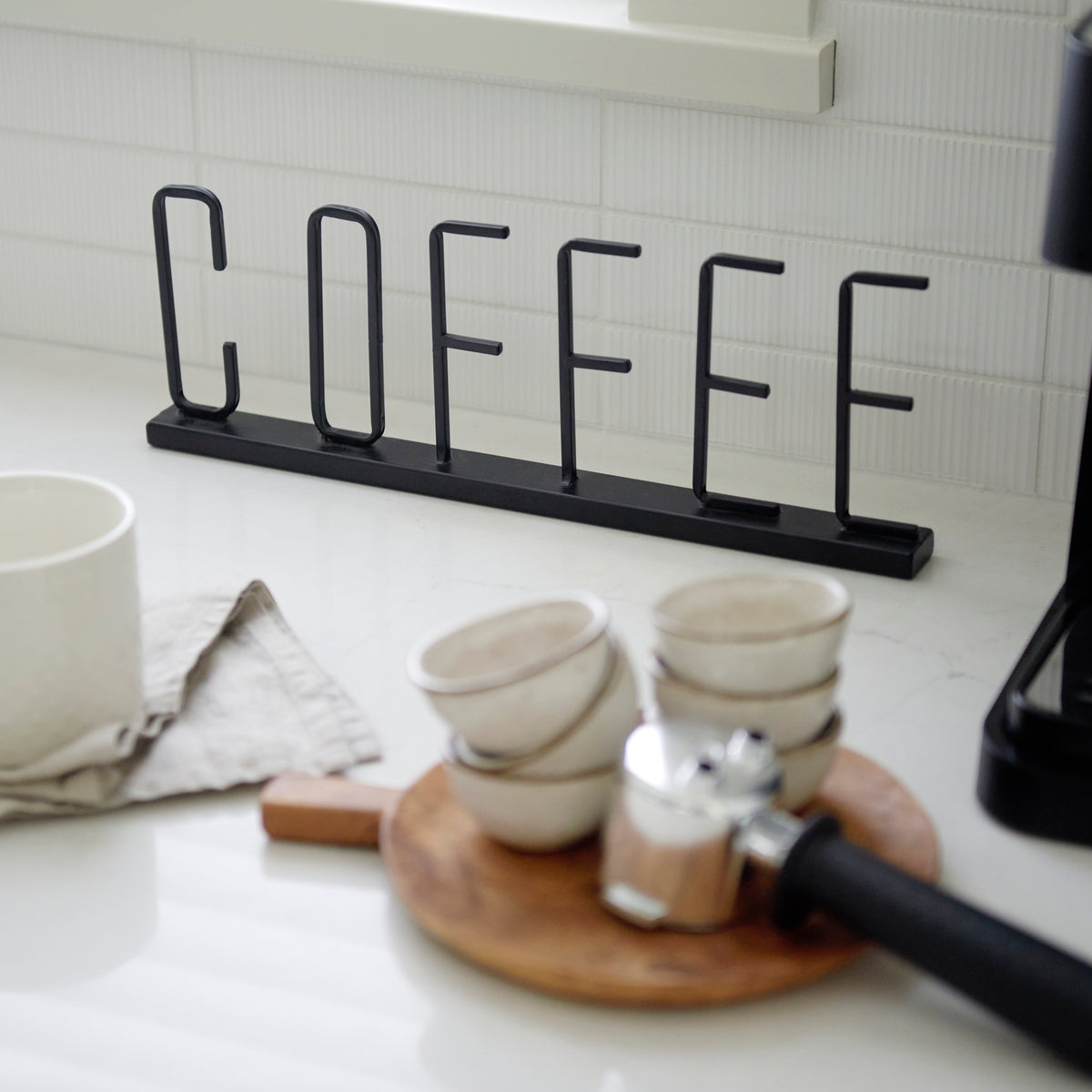 Coffee Black Metal Sign - 15" x 1"-Objects-DECOROLALA
