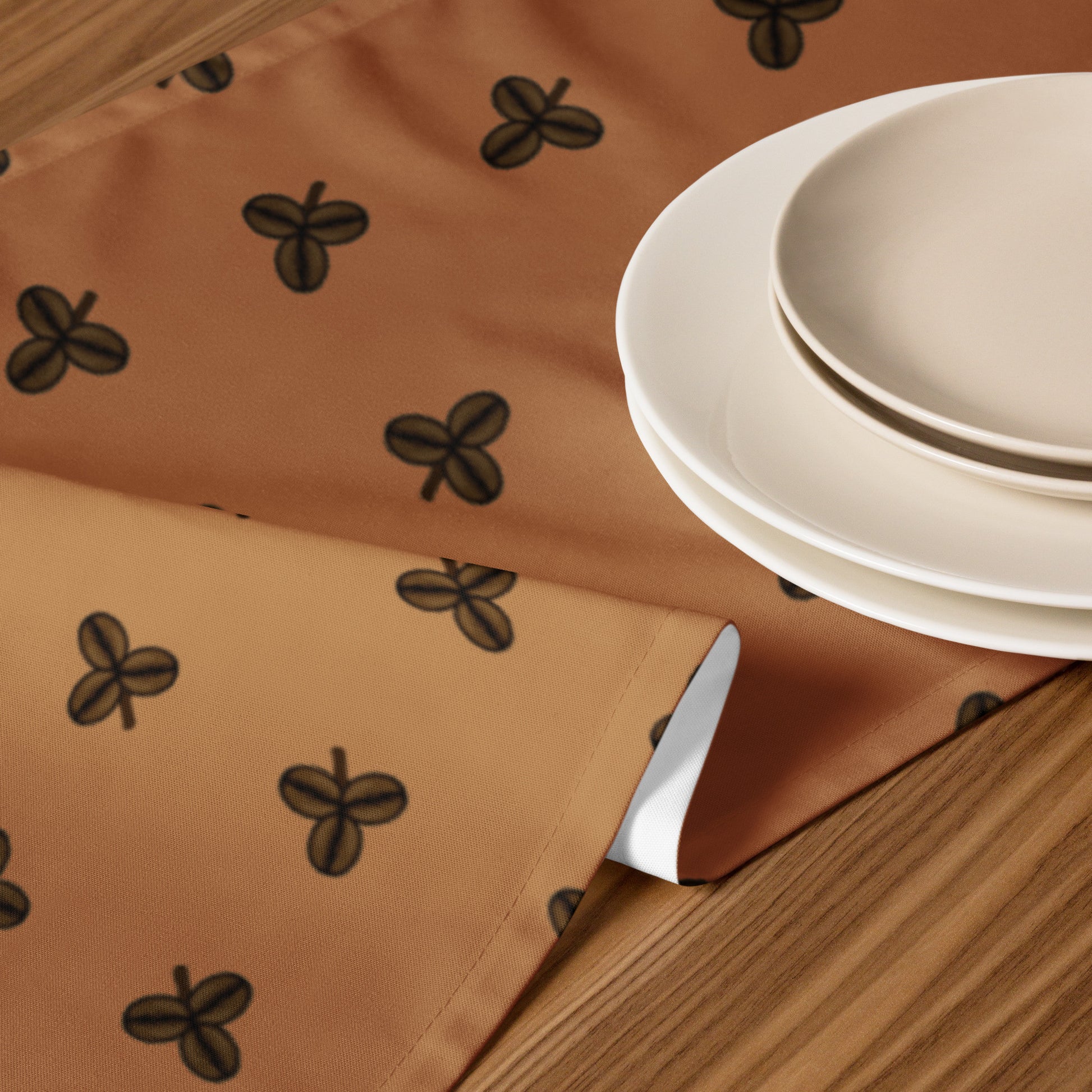 Coffee Clover Pattern Table Runner - Double Double-Ergot-DECOROLALA