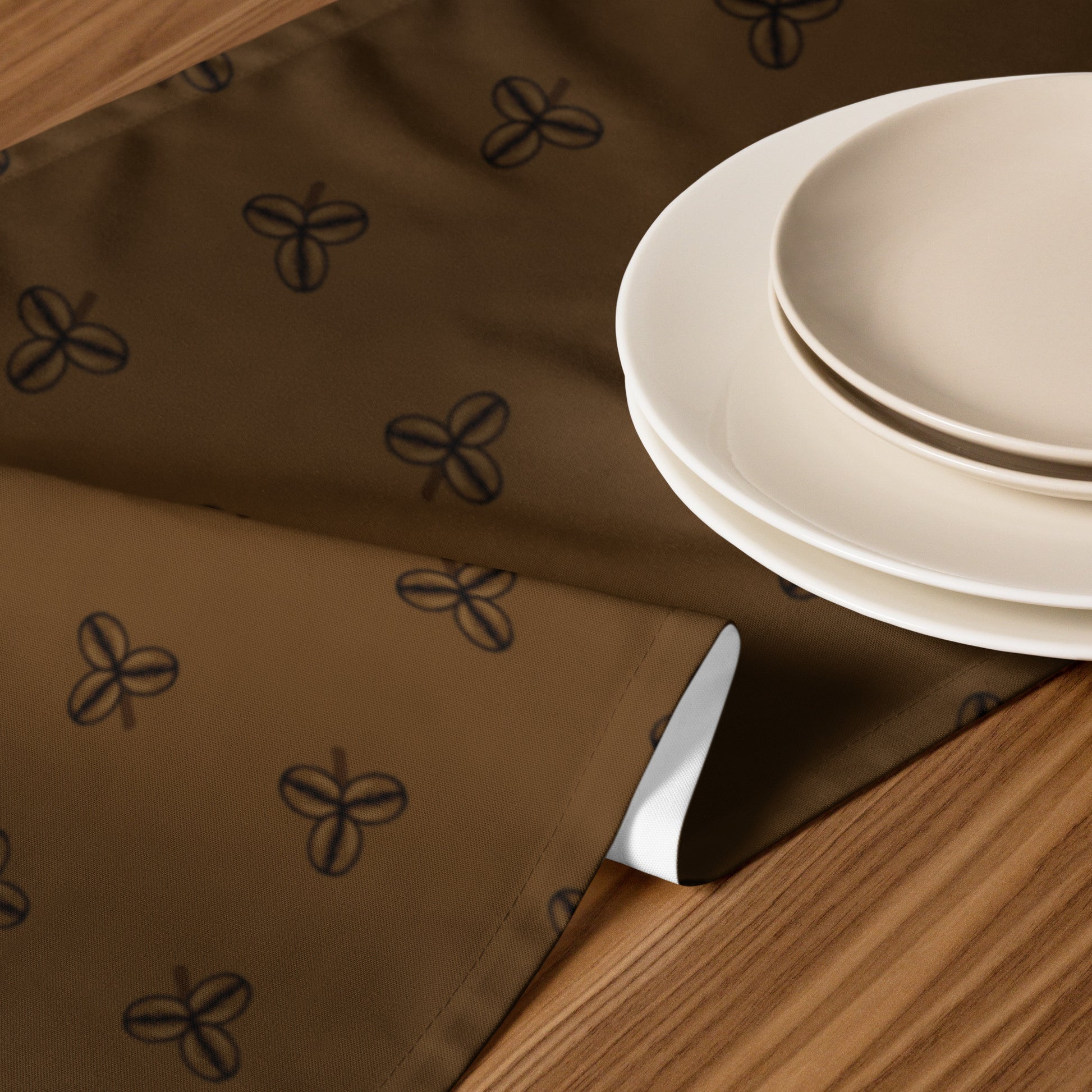 Coffee Clover Pattern Table Runner - Mocha-Dining Room & Kitchen-DECOROLALA