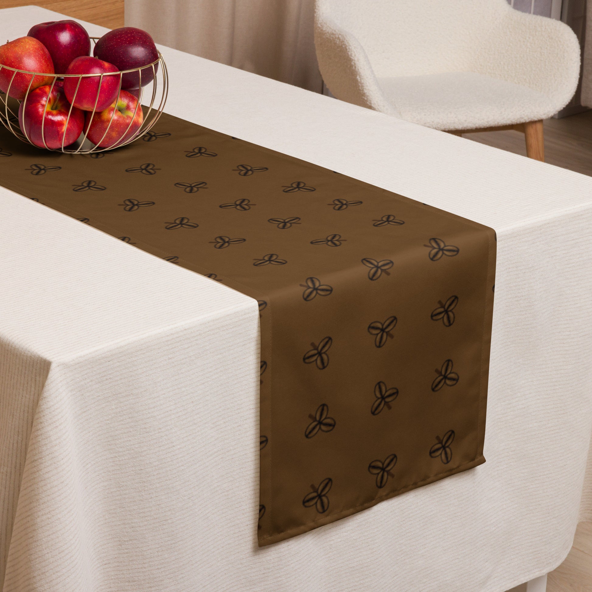 Coffee Clover Pattern Table Runner - Mocha-Dining Room & Kitchen-DECOROLALA
