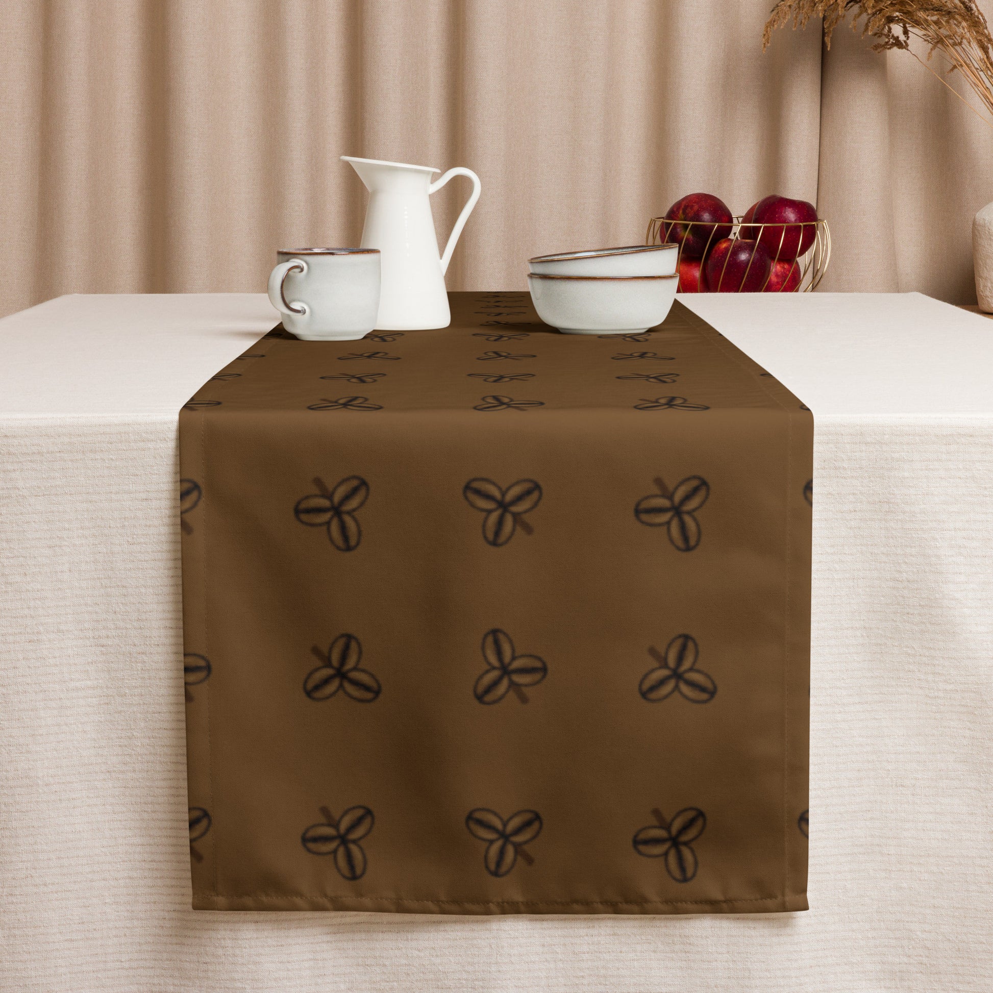Coffee Clover Pattern Table Runner - Mocha-Dining Room & Kitchen-DECOROLALA