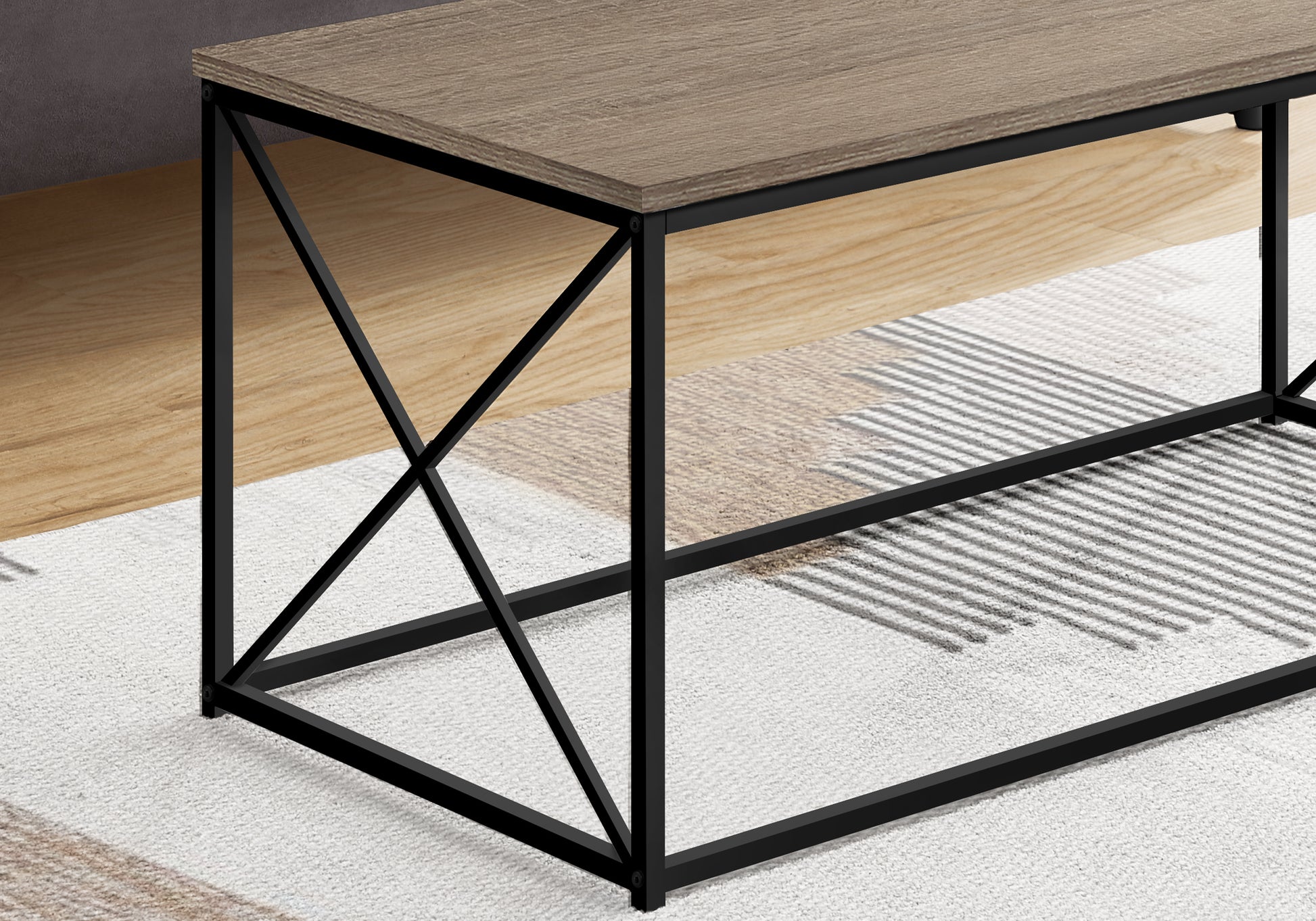 Coffee Table 40"L Black Marble Metal X-Frame-Coffee Table-DECOROLALA