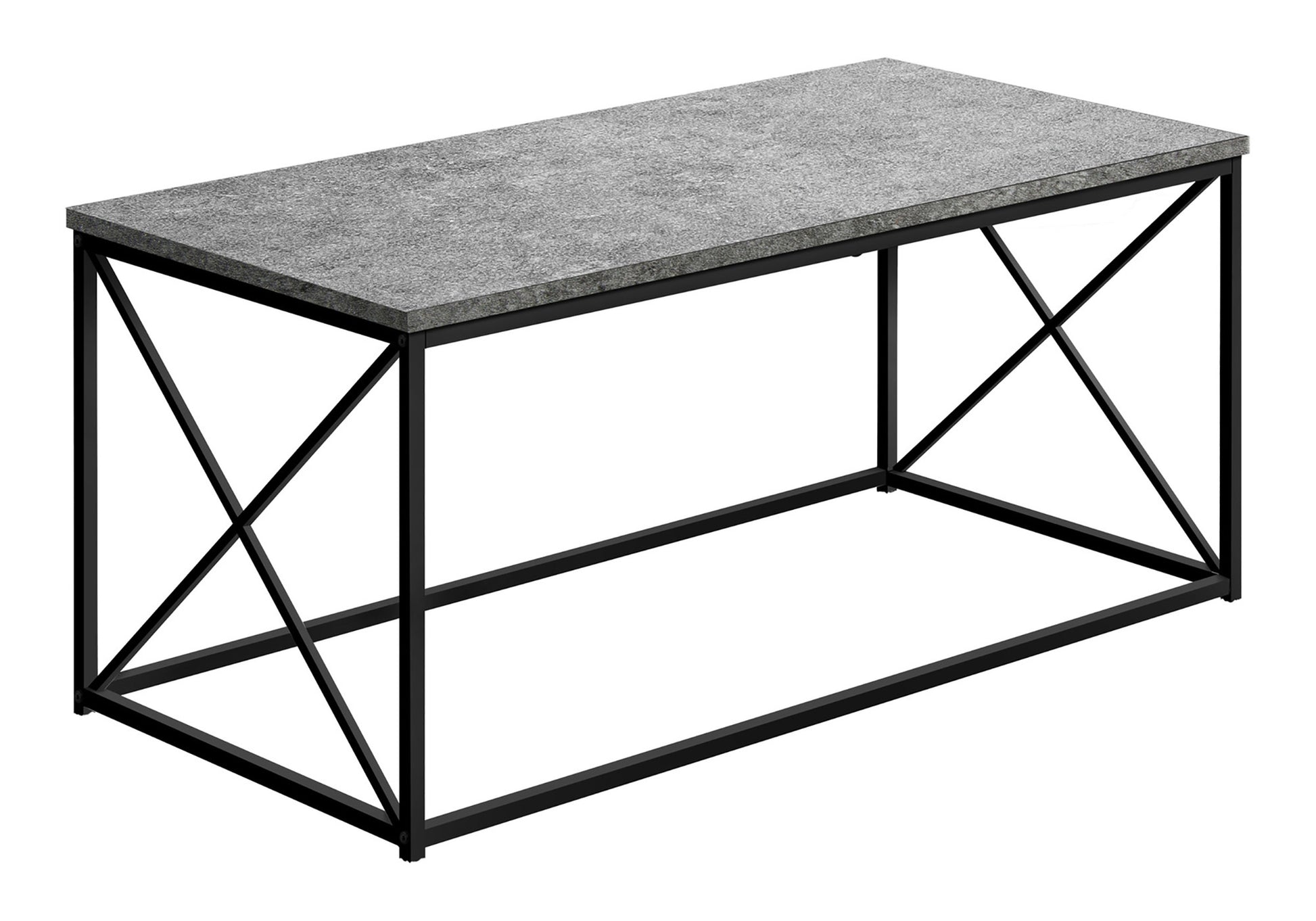 Coffee Table 40"L Black Marble Metal X-Frame-Coffee Table-DECOROLALA