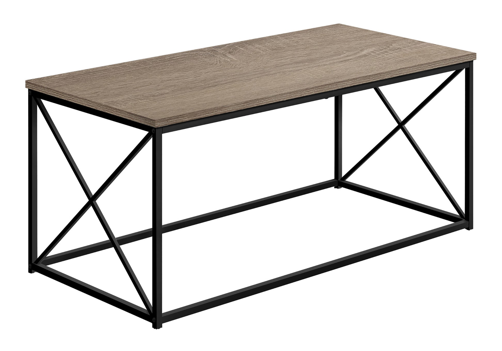 Coffee Table 40"L Black Marble Metal X-Frame-Coffee Table-DECOROLALA