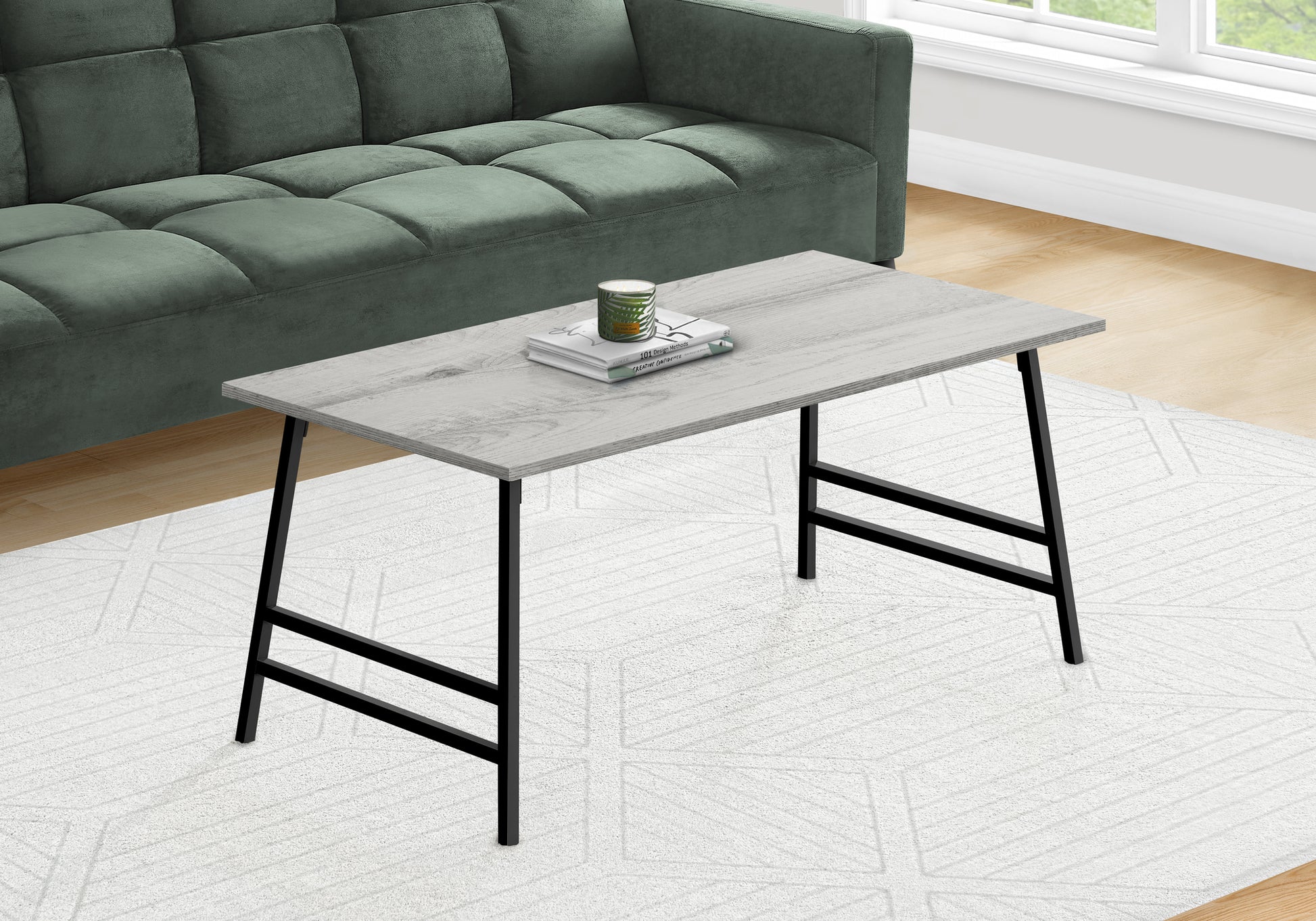 Coffee Table 40"L White Laminate Mid-Century Modern-Coffee Table-DECOROLALA