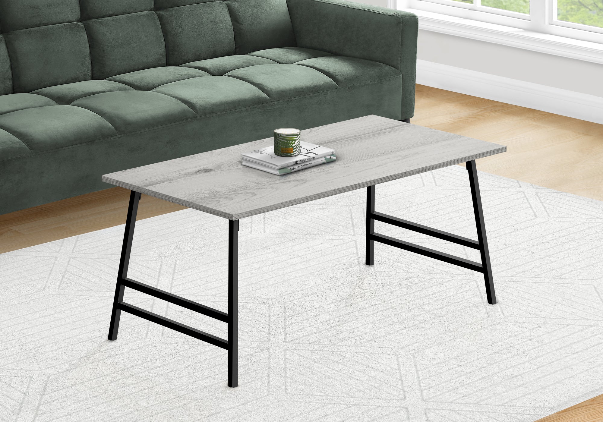 Coffee Table 40"L White Laminate Mid-Century Modern-Coffee Table-DECOROLALA