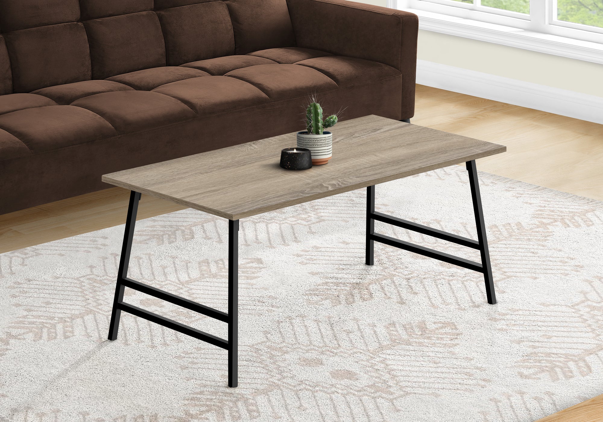 Coffee Table 40"L White Laminate Mid-Century Modern-Coffee Table-DECOROLALA