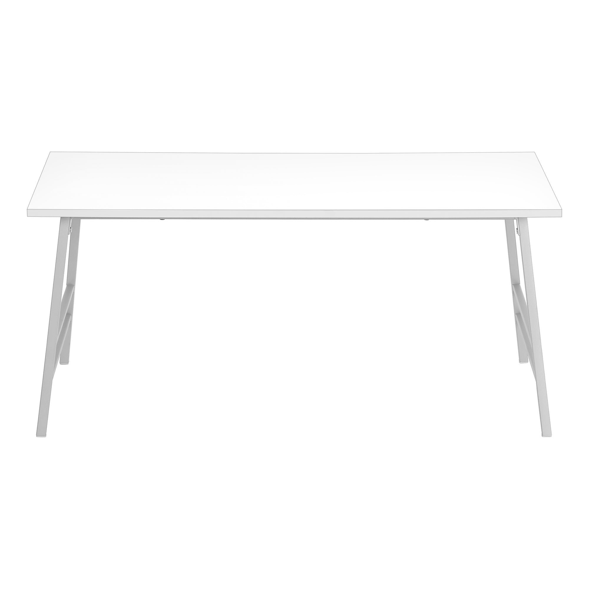 Coffee Table - 40"L / White / Silver Metal-Coffee Table-DECOROLALA