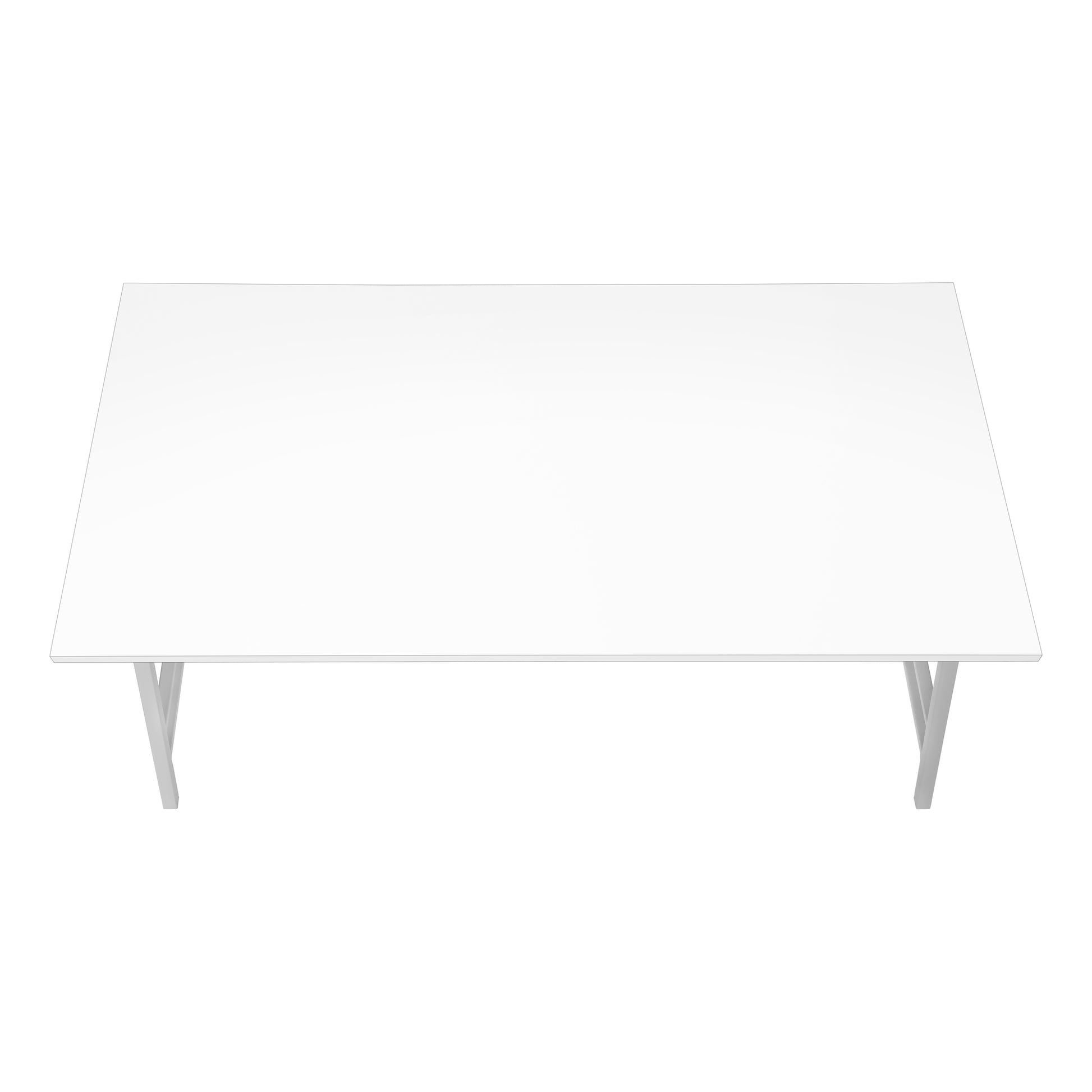 Coffee Table - 40"L / White / Silver Metal-Coffee Table-DECOROLALA