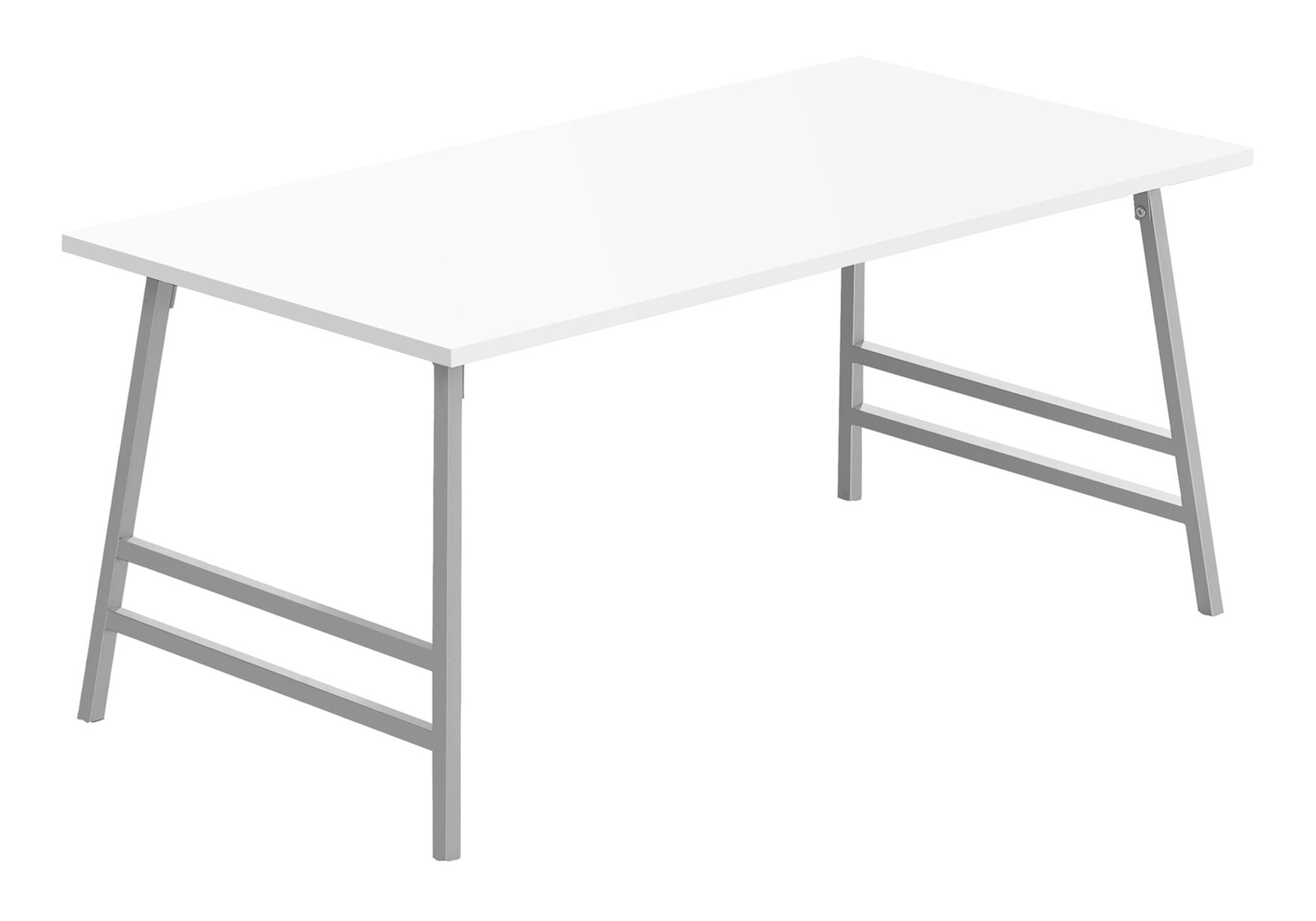 Coffee Table - 40"L / White / Silver Metal-Coffee Table-DECOROLALA