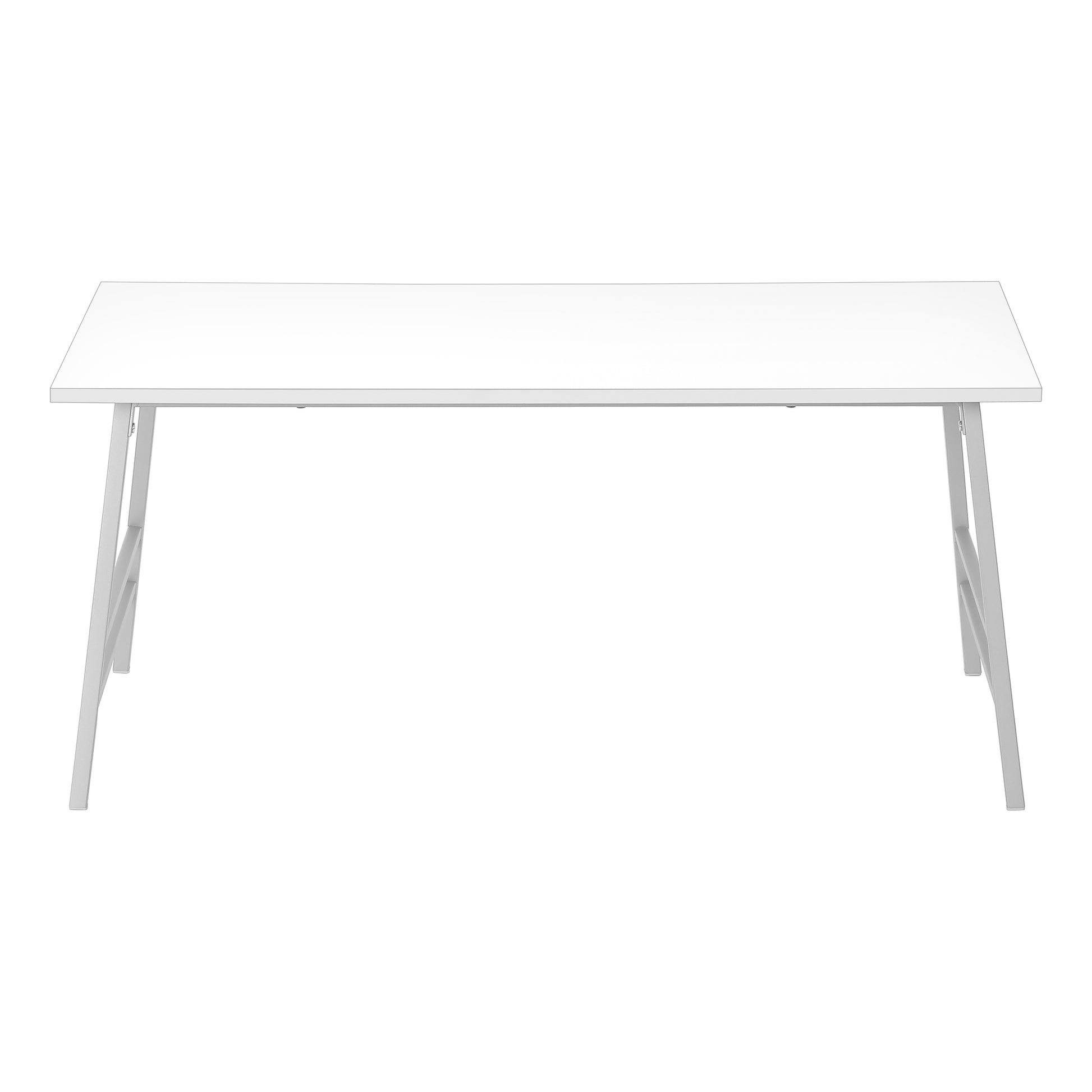 Coffee Table - 40"L / White / Silver Metal-Coffee Table-DECOROLALA