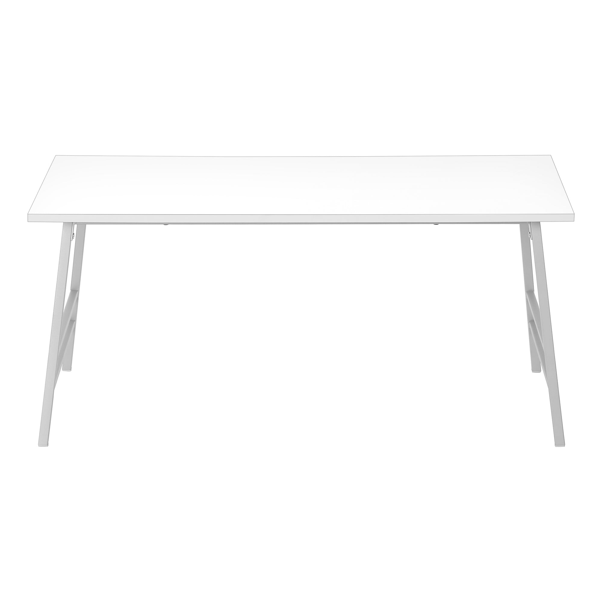 Coffee Table - 40"L / White / Silver Metal-Coffee Table-DECOROLALA