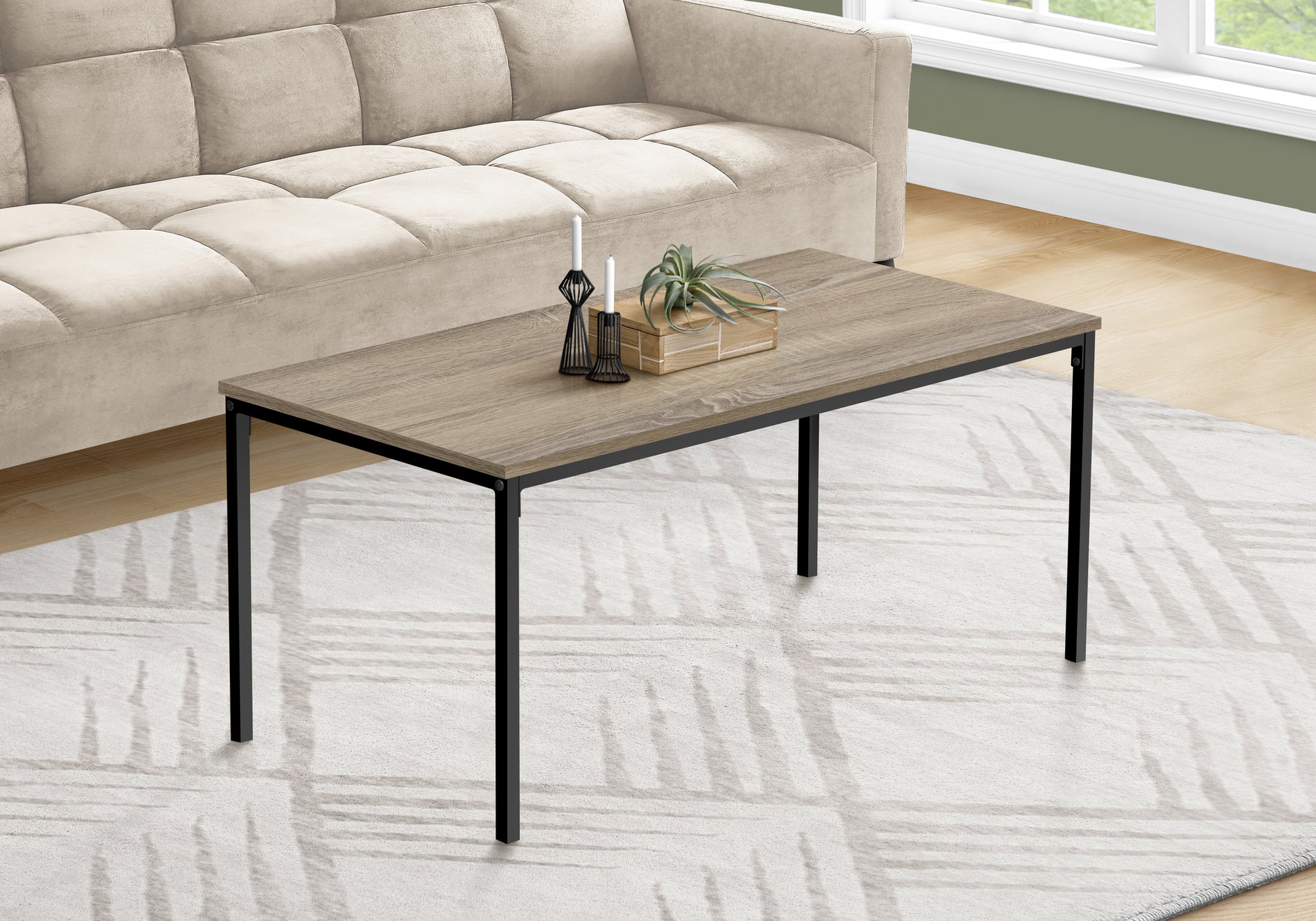 Coffee Table 40"L White With Silver Metal Base-Coffee Table-DECOROLALA