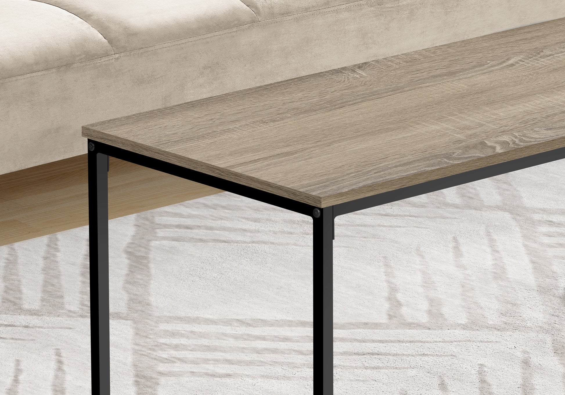 Coffee Table 40"L White With Silver Metal Base-Coffee Table-DECOROLALA