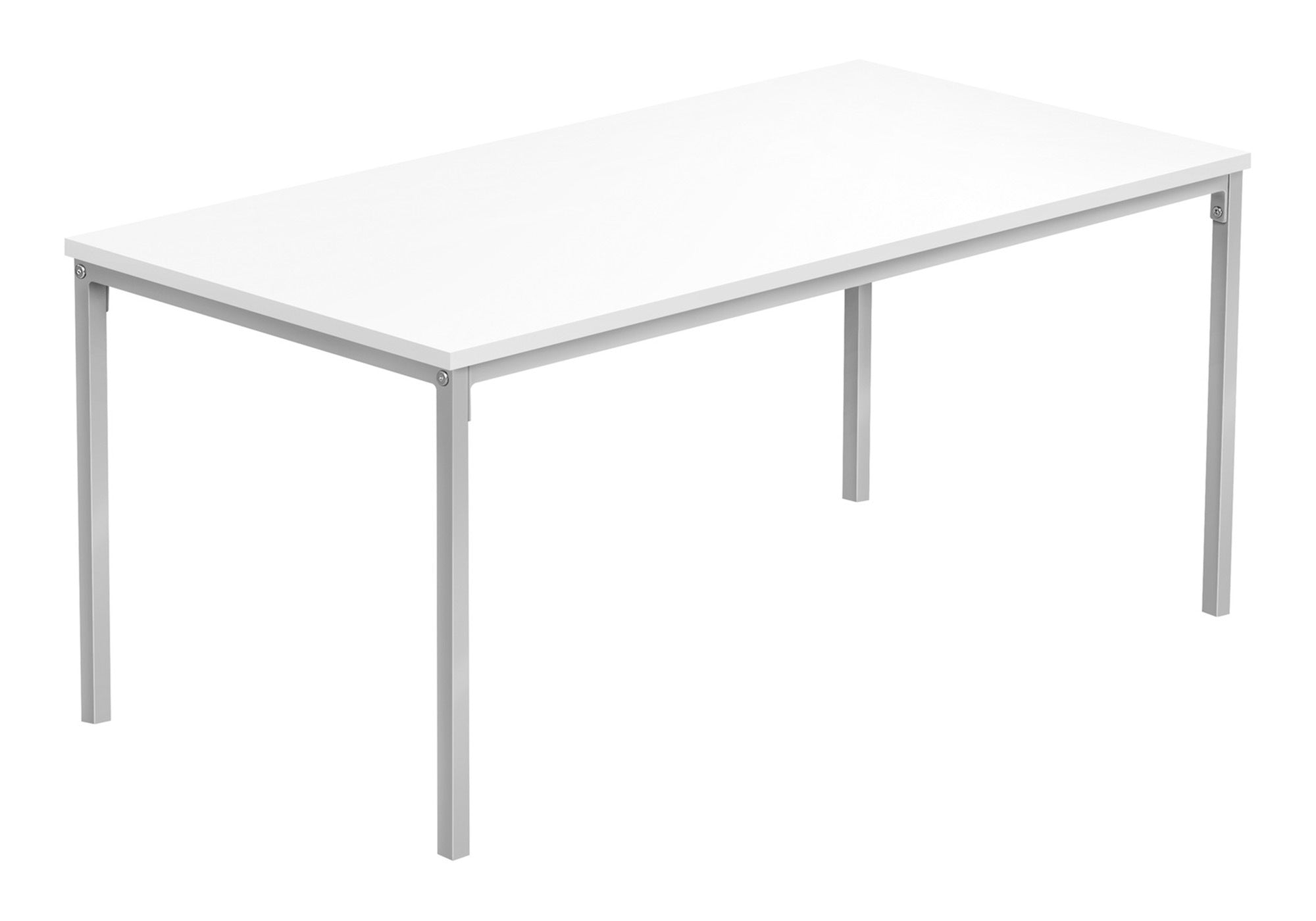 Coffee Table 40"L White With Silver Metal Base-Coffee Table-DECOROLALA
