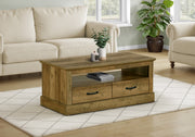 Coffee Table, 42" L, Cocktail, Rectangular, Storage Drawers, Living Room, Accent, Dark Brown Oak Laminate, Transitional-DECOROLALA
