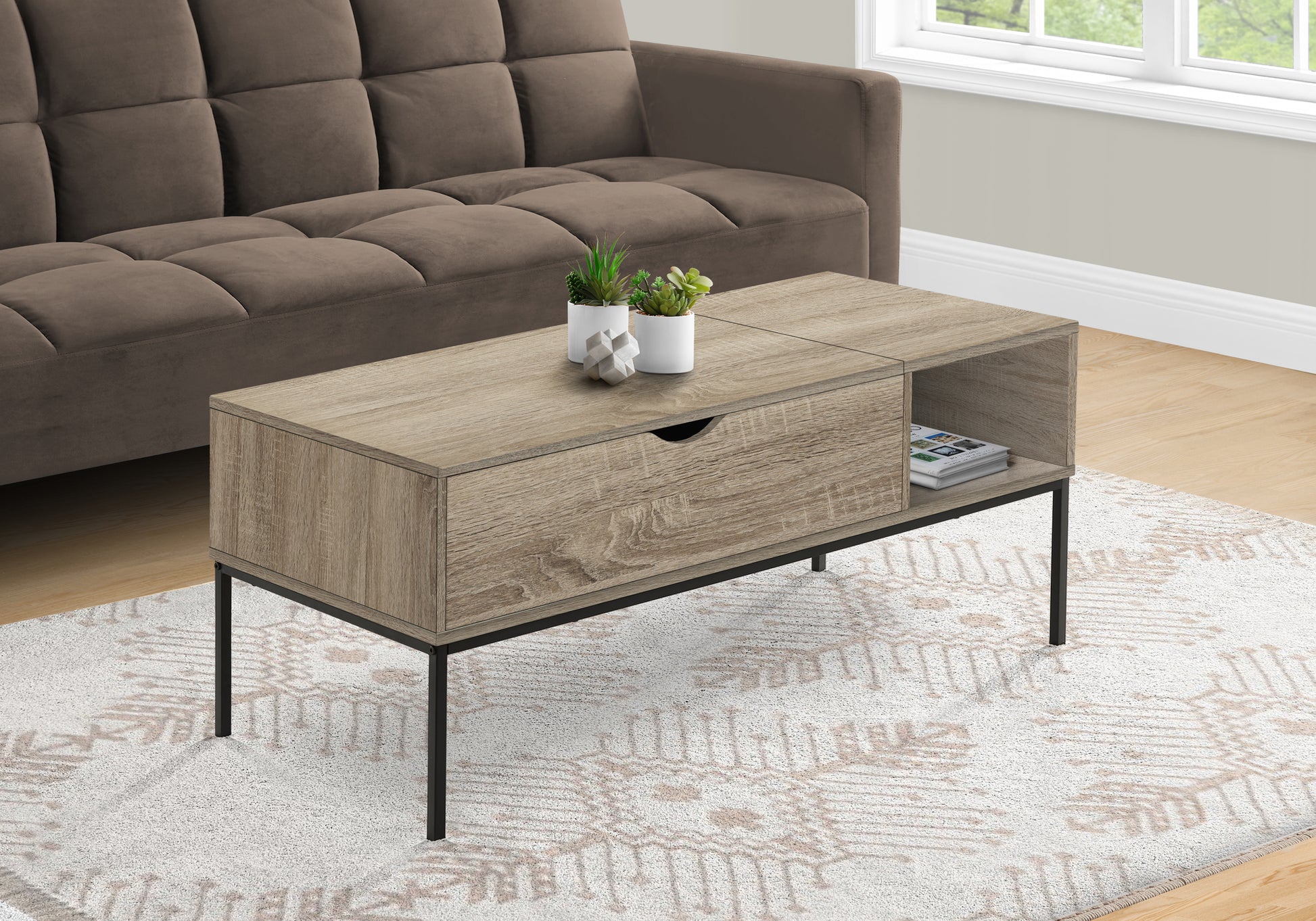 Coffee Table 42" Lift-Top Grey with Storage-Coffee Table-DECOROLALA