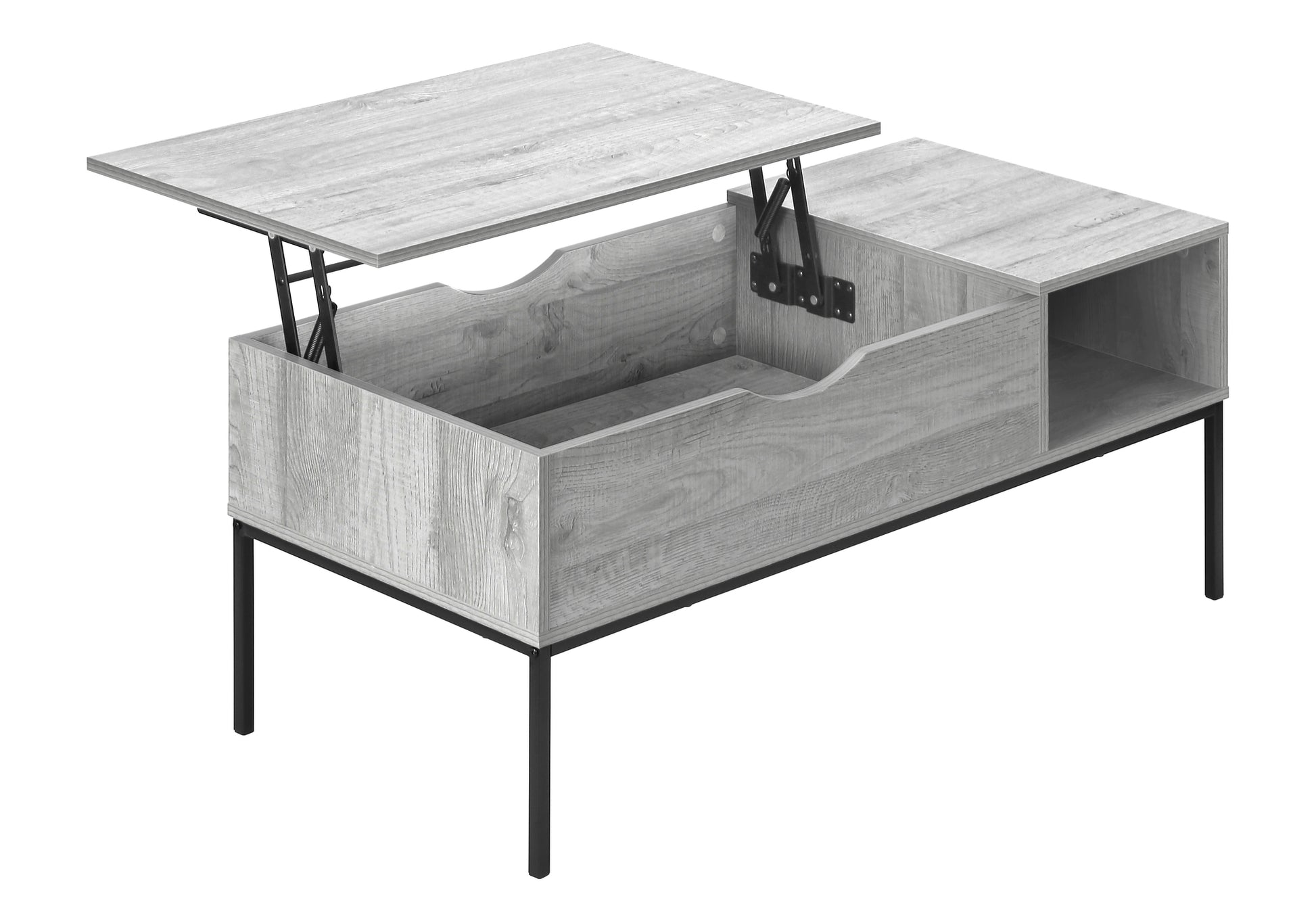 Coffee Table - 42"L / Lift-Top Grey / Black Metal-Coffee Table-DECOROLALA