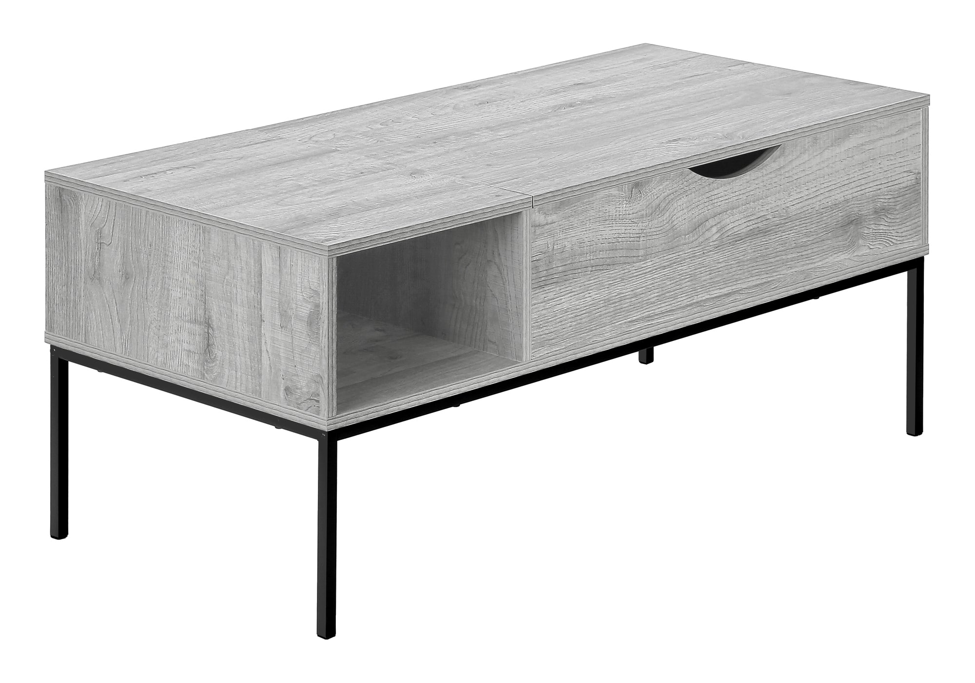Coffee Table - 42"L / Lift-Top Grey / Black Metal-Coffee Table-DECOROLALA