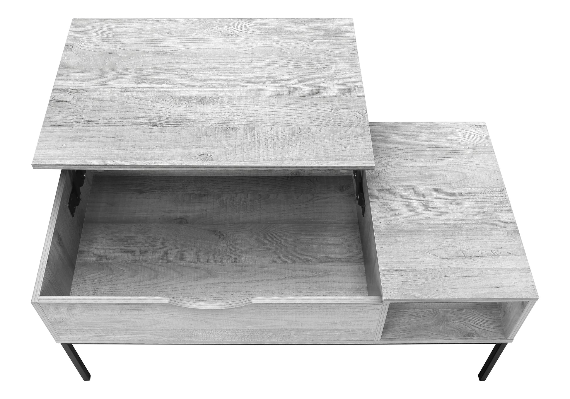 Coffee Table - 42"L / Lift-Top Grey / Black Metal-Coffee Table-DECOROLALA