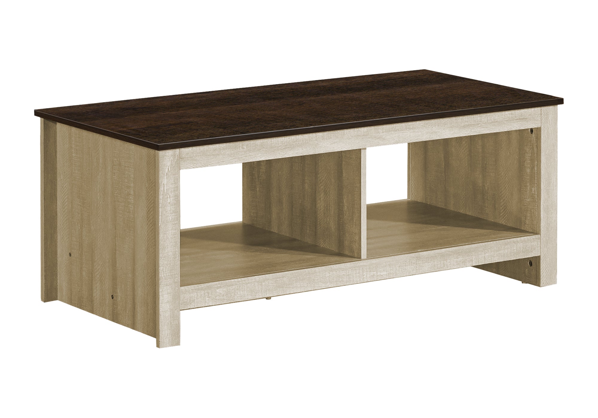 Coffee Table 44" Beige Oak - Storage Contemporary-DECOROLALA