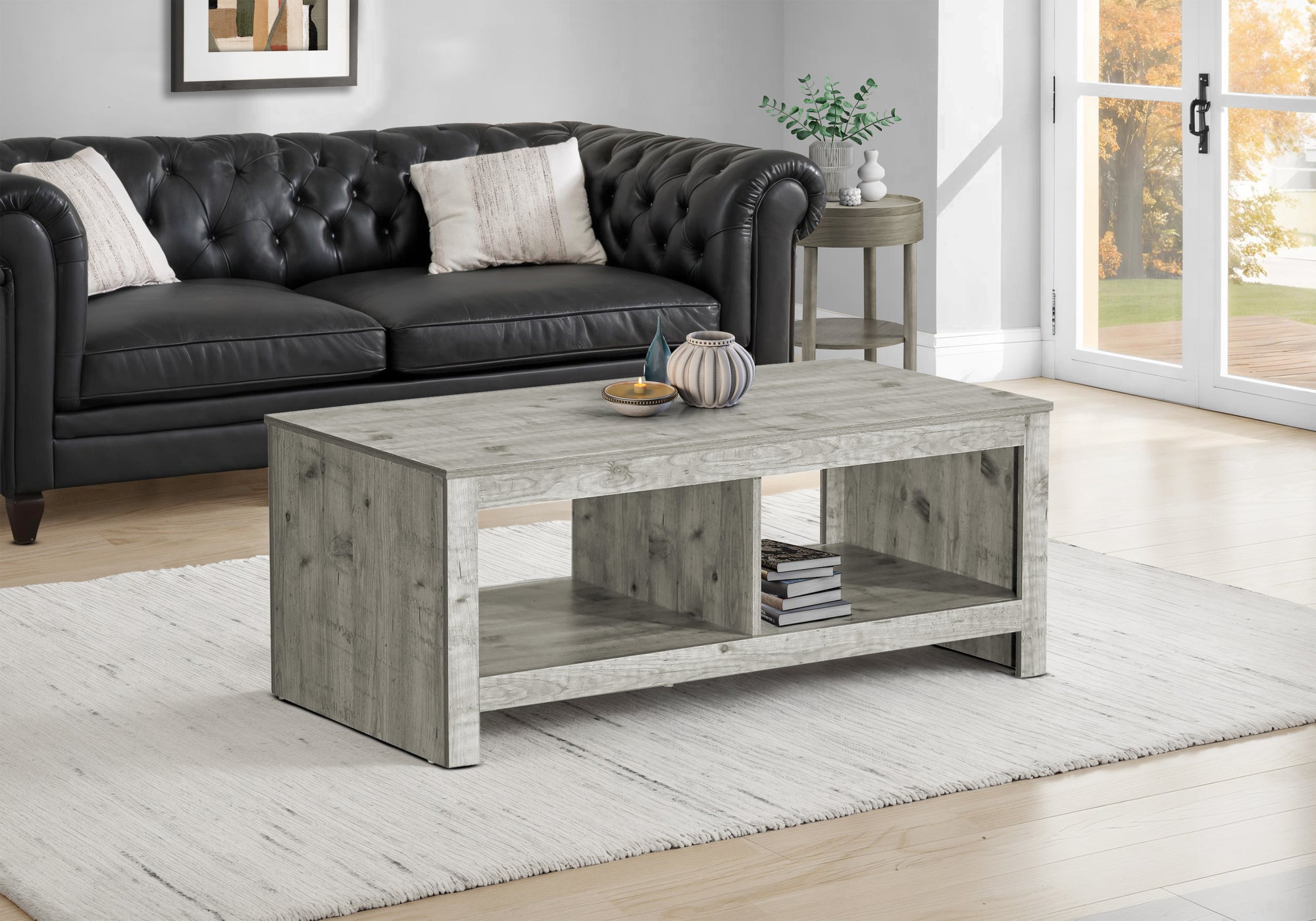 Coffee Table 44" Rectangular Rustic Grey Laminate-DECOROLALA