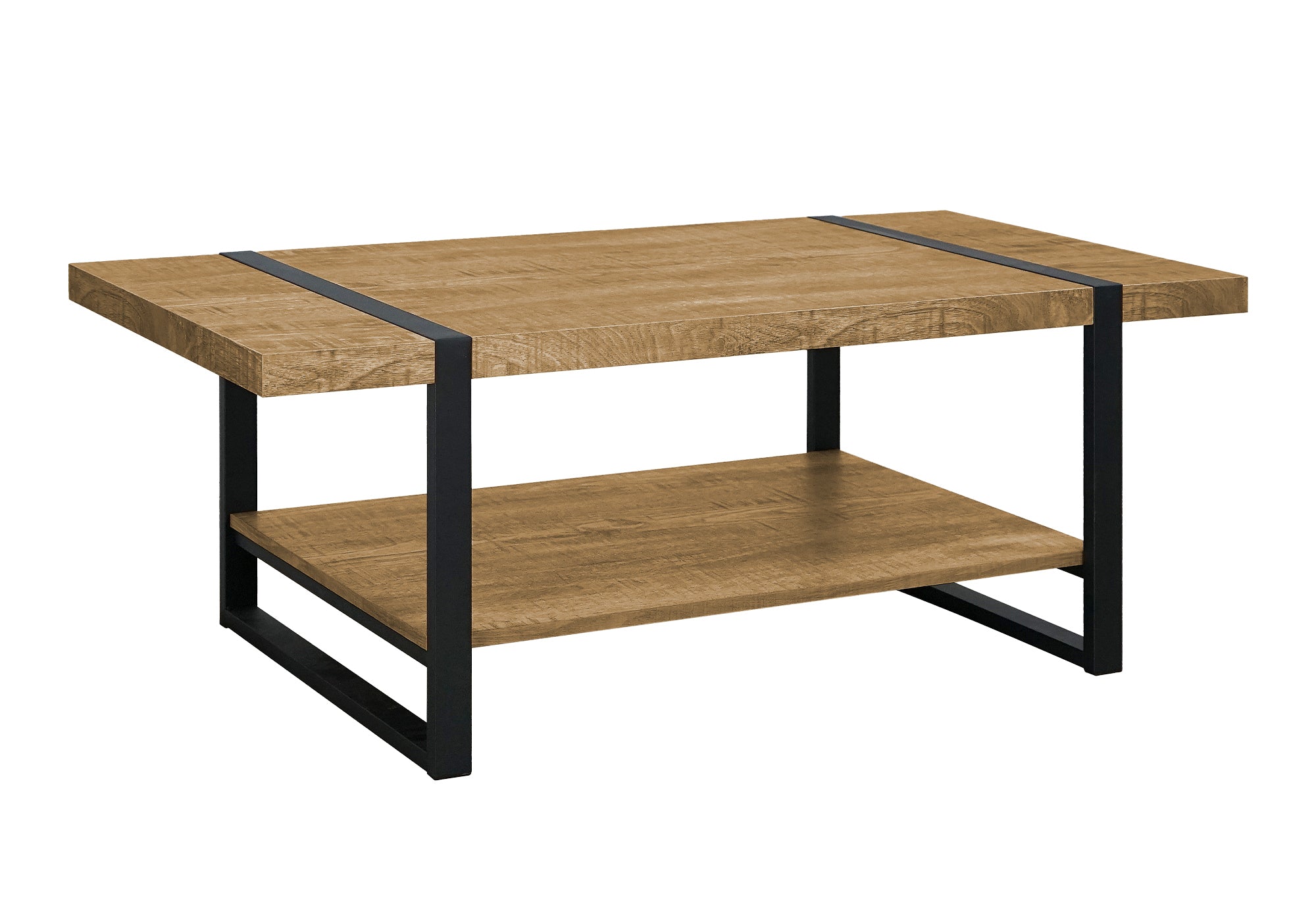 Coffee Table 48"L Mango Wood-look Black Metal-DECOROLALA