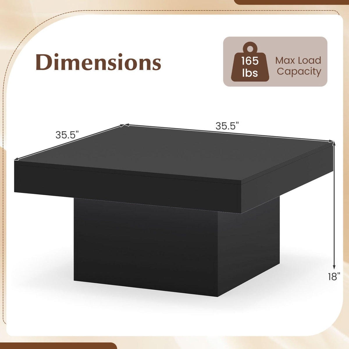 Coffee Table Accent Table with LED Lights and Dynamic Modes-Black-Coffee Tables-DECOROLALA
