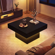 Coffee Table Accent Table with LED Lights and Dynamic Modes-Black-Coffee Tables-DECOROLALA