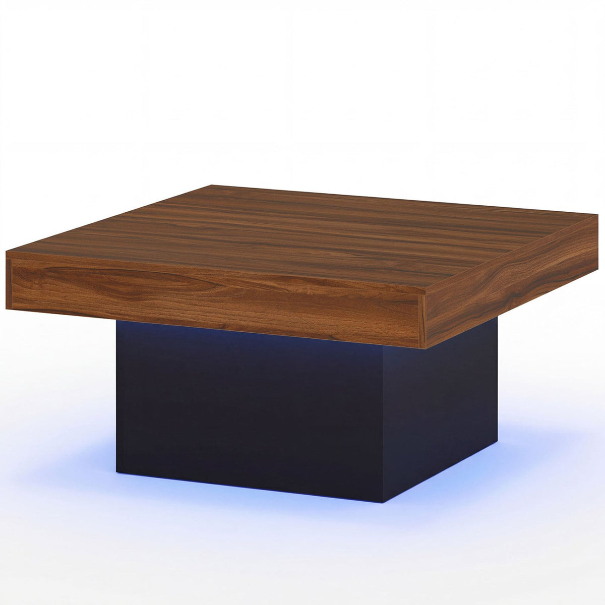 Coffee Table Accent Table with LED Lights and Dynamic Modes-Rustic Brown-Coffee Tables-DECOROLALA