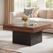Coffee Table Accent Table with LED Lights and Dynamic Modes-Rustic Brown-Coffee Tables-DECOROLALA
