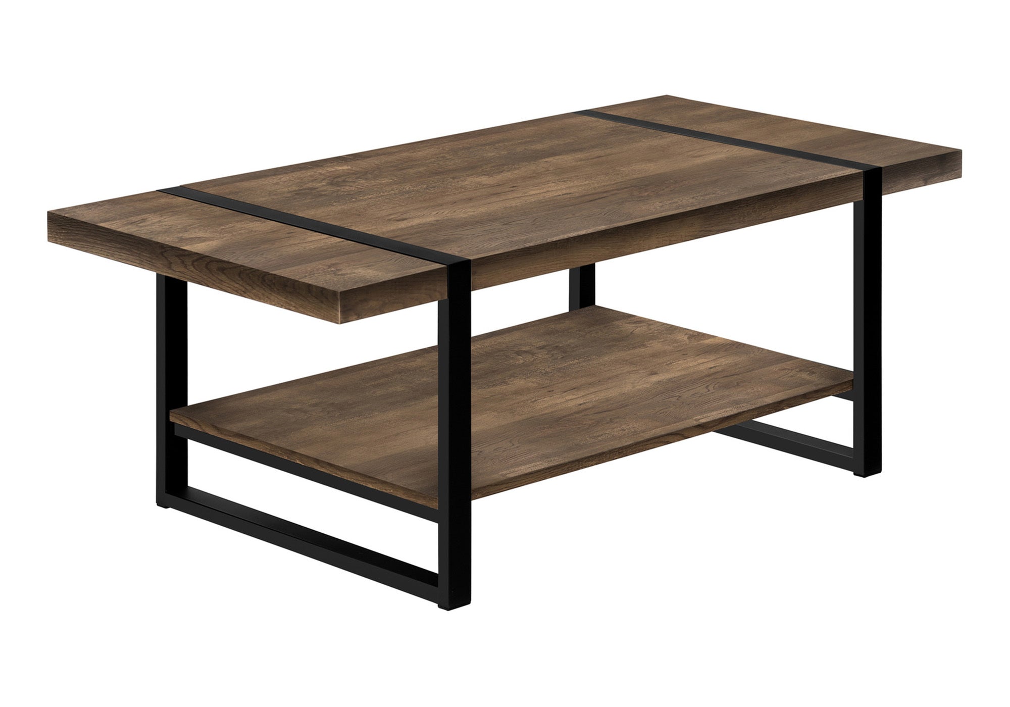 Coffee Table Brown Reclaimed Wood Black Metal-Accent Table-DECOROLALA