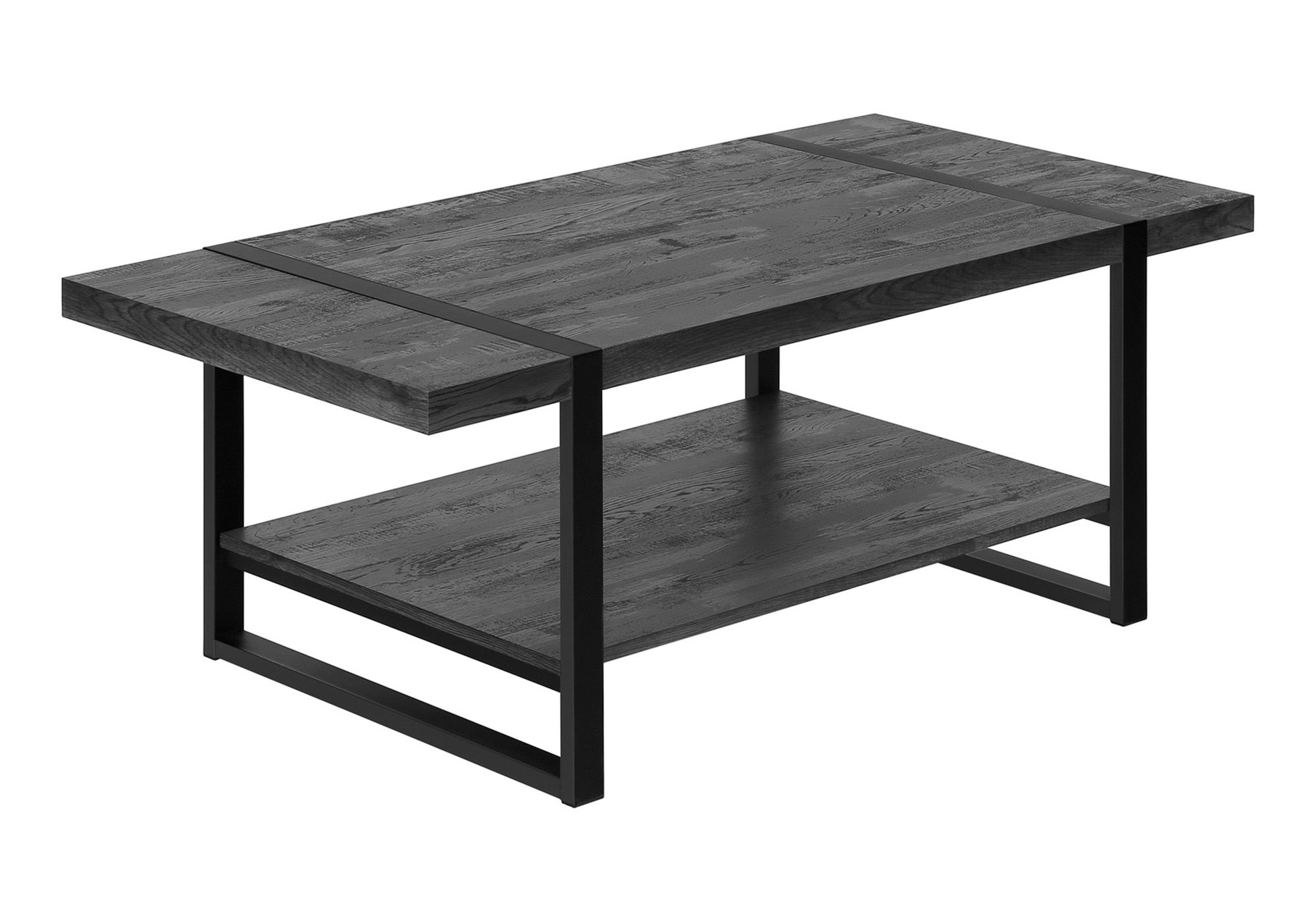 Coffee Table Brown Reclaimed Wood Black Metal-Accent Table-DECOROLALA