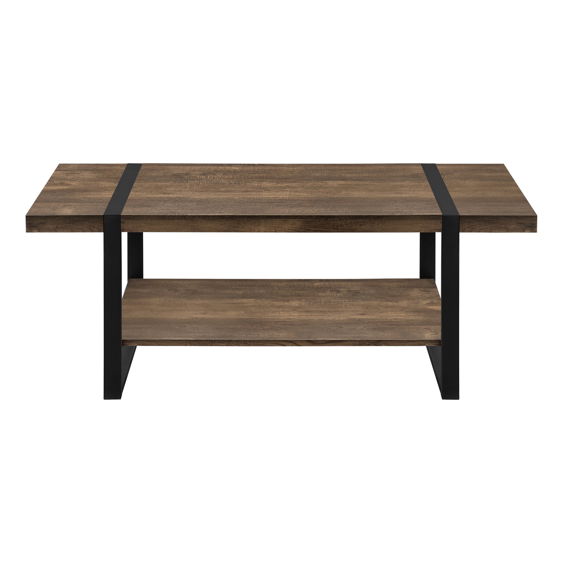 Coffee Table Brown Reclaimed Wood Black Metal-Accent Table-DECOROLALA