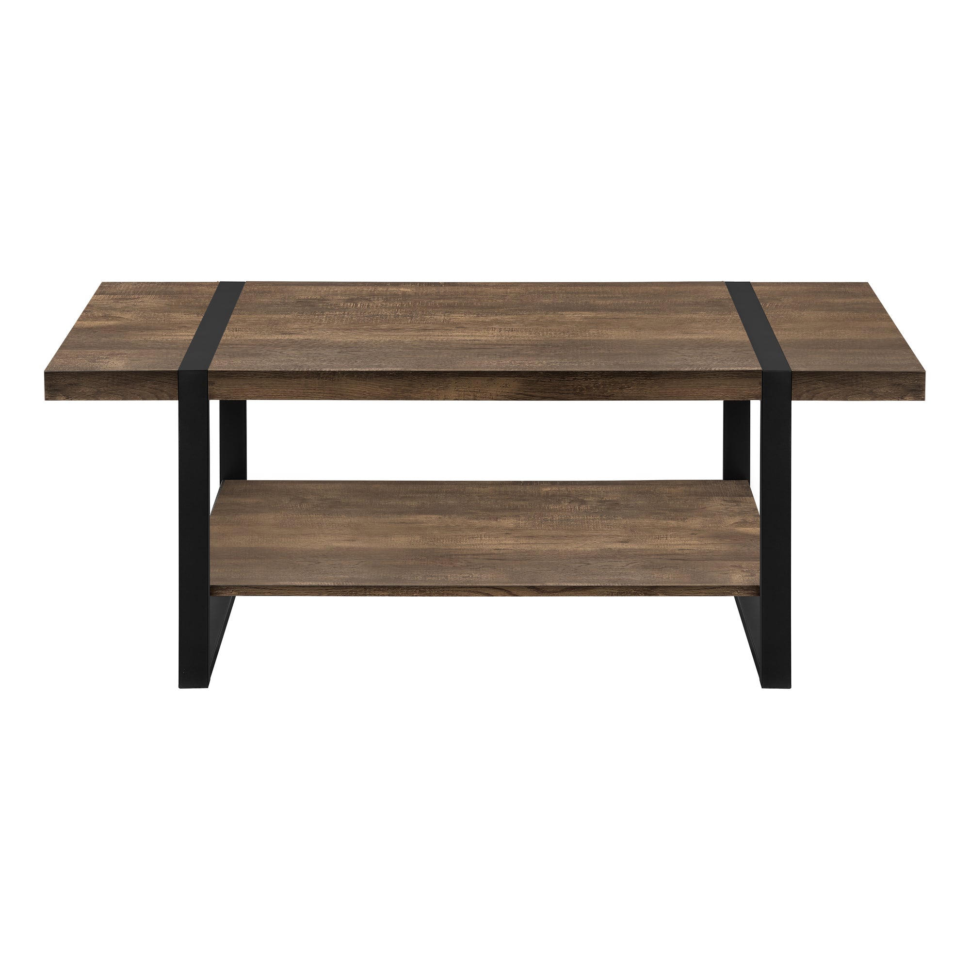 Coffee Table Brown Reclaimed Wood Black Metal-Accent Table-DECOROLALA