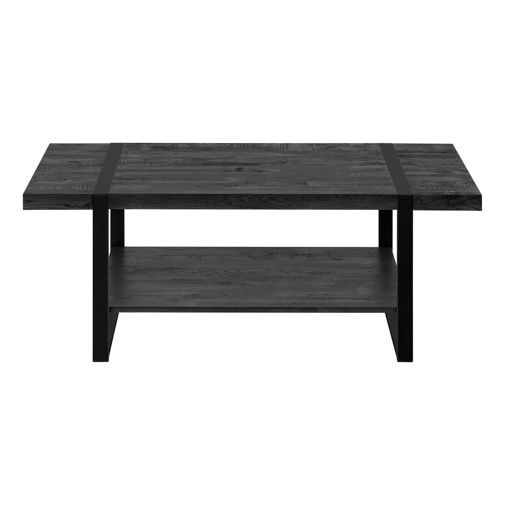 Coffee Table Brown Reclaimed Wood Black Metal-Accent Table-DECOROLALA
