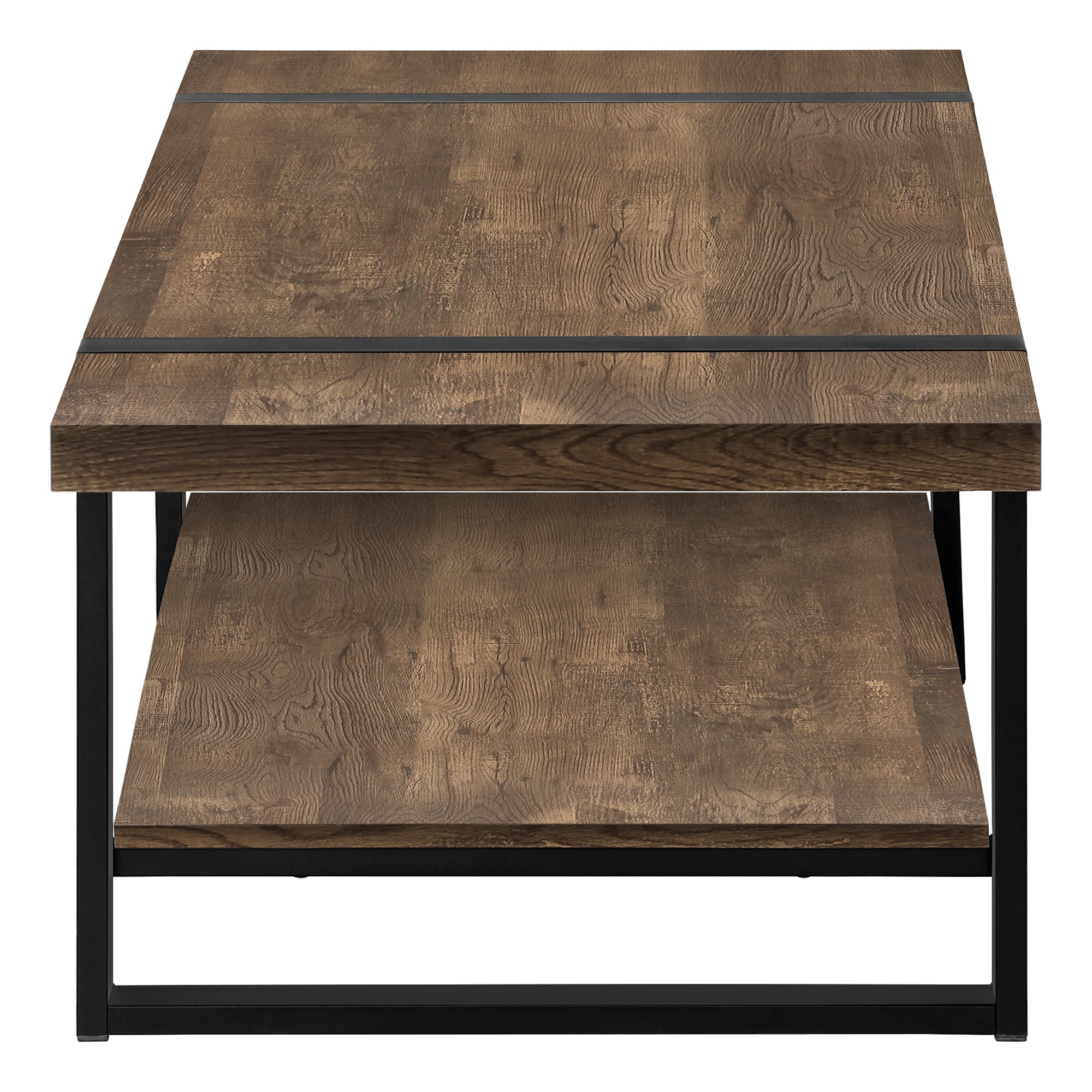 Coffee Table Brown Reclaimed Wood Black Metal-Accent Table-DECOROLALA